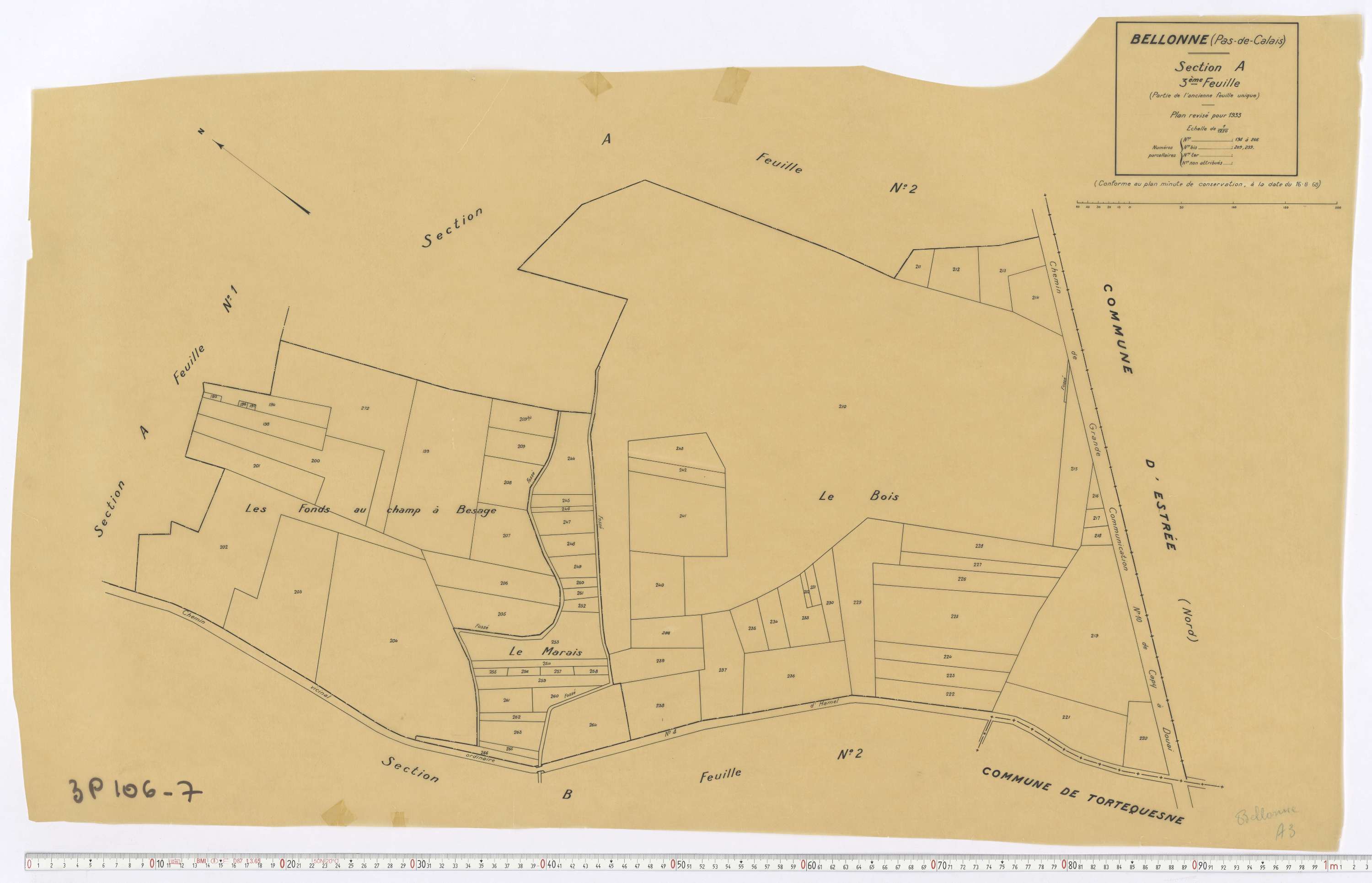 Bellonne - Section A, feuille 3.