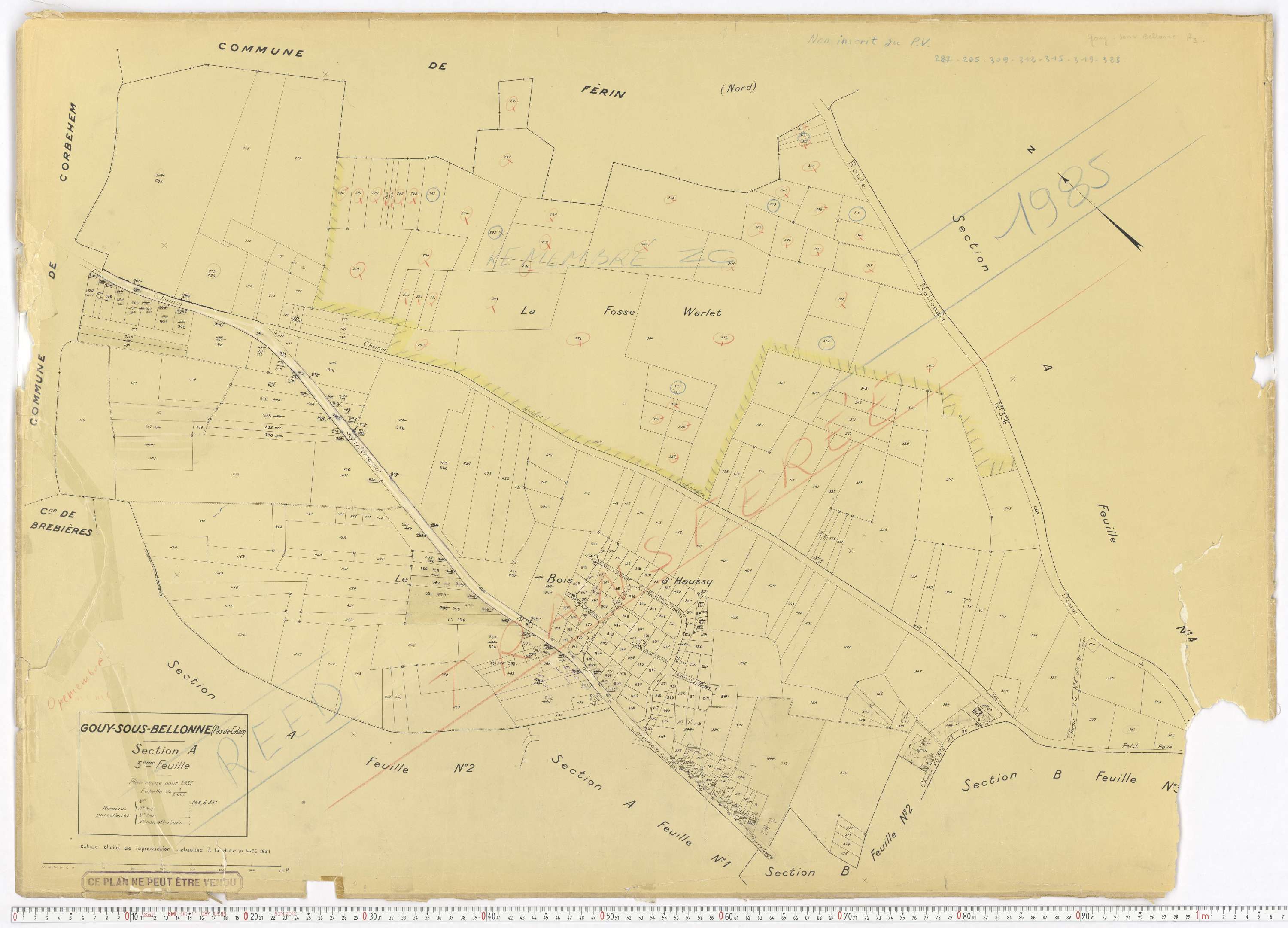 Bellonne - Section A, feuille 3.