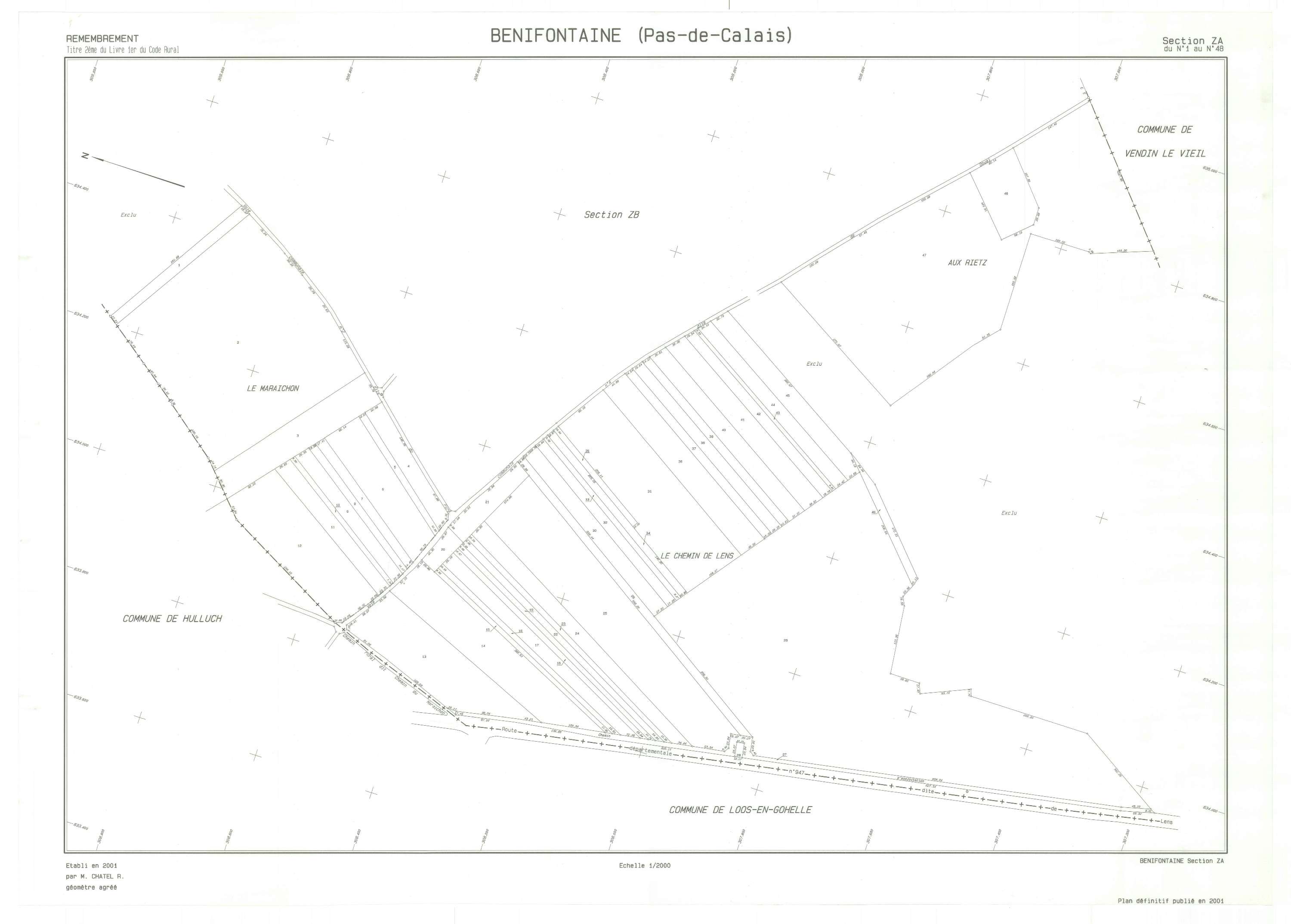Bénifontaine - Plan de remembrement : section ZA.