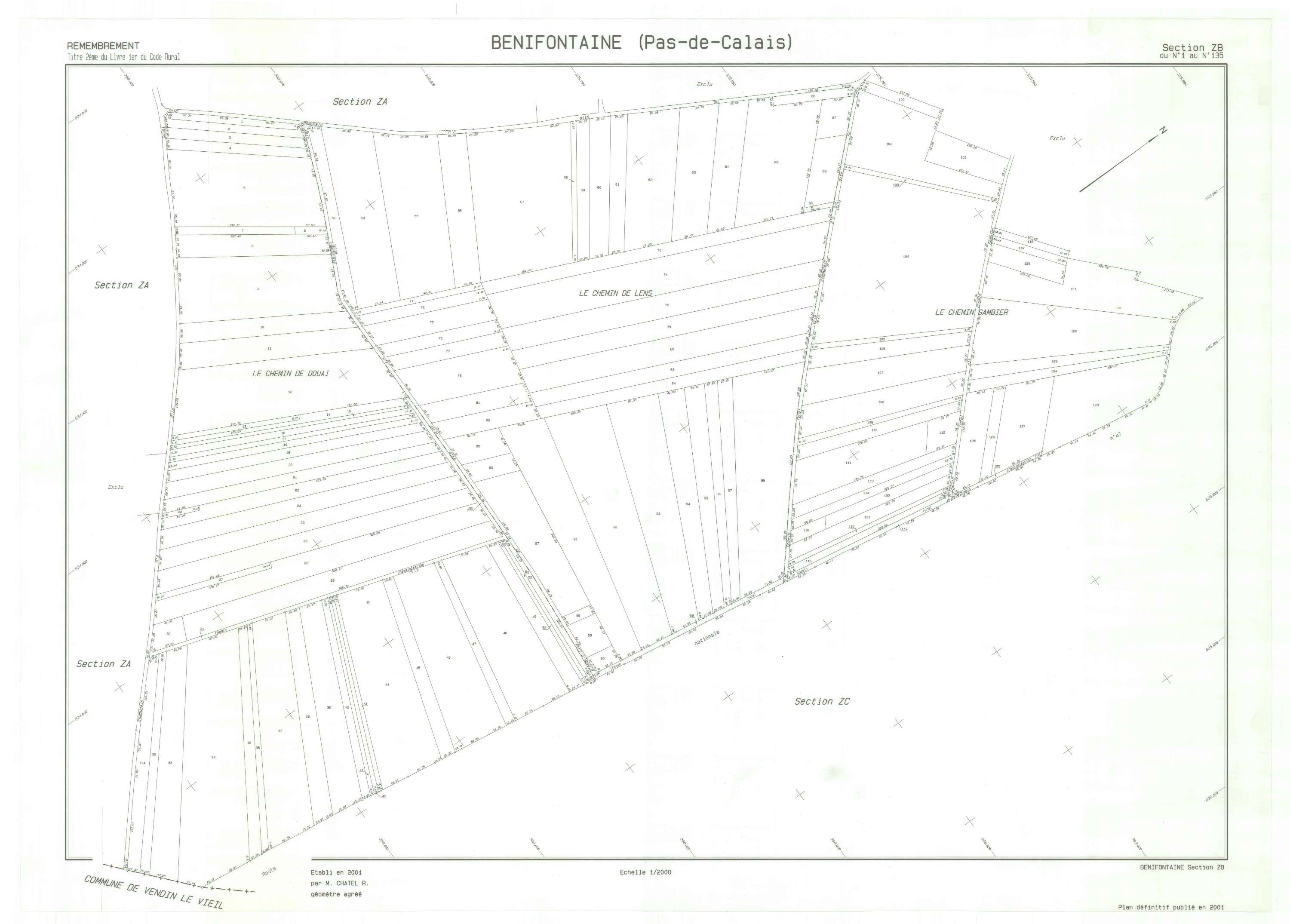 Bénifontaine - Plan de remembrement : section ZB.