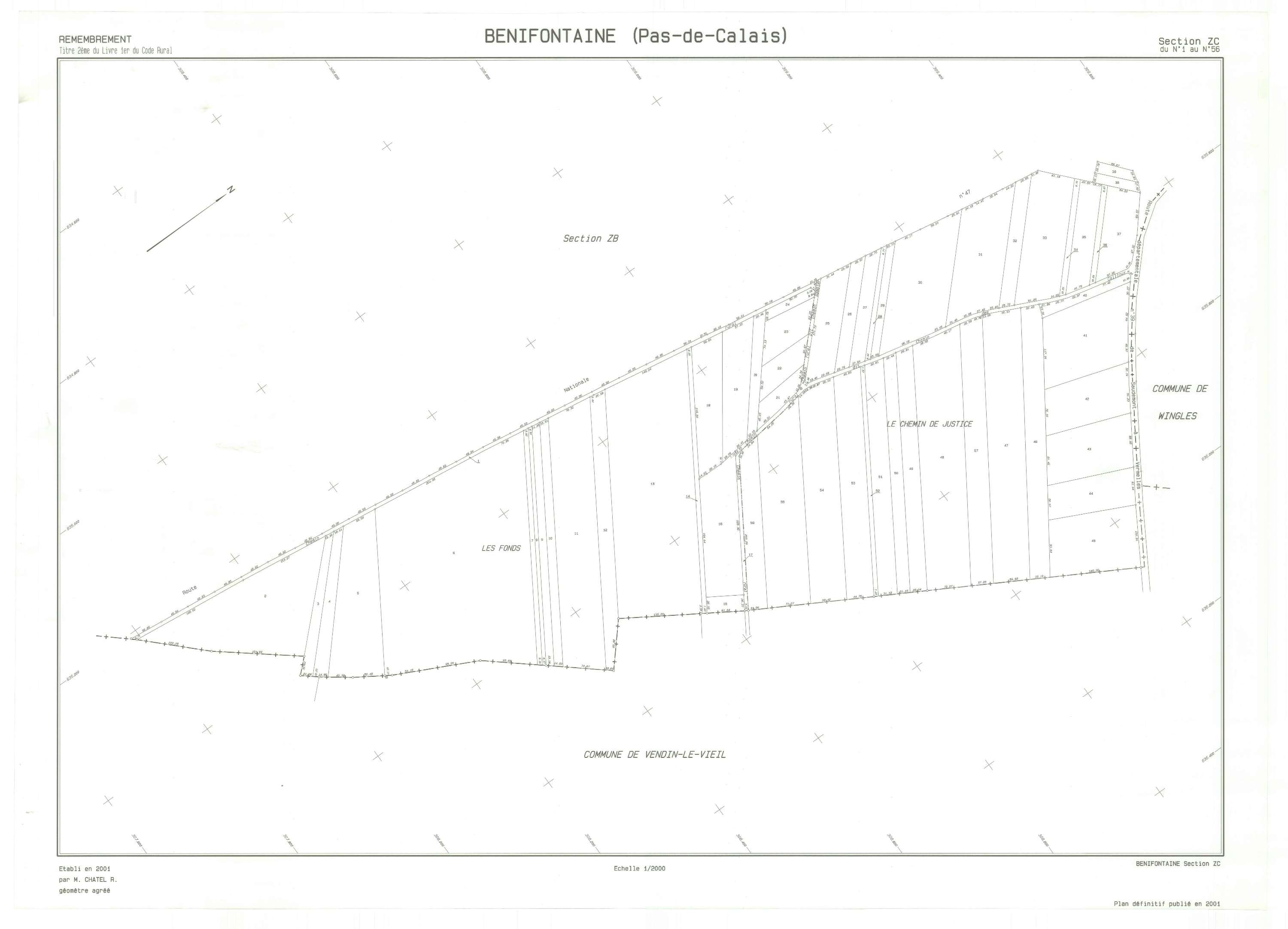 Bénifontaine - Plan de remembrement : section ZC.