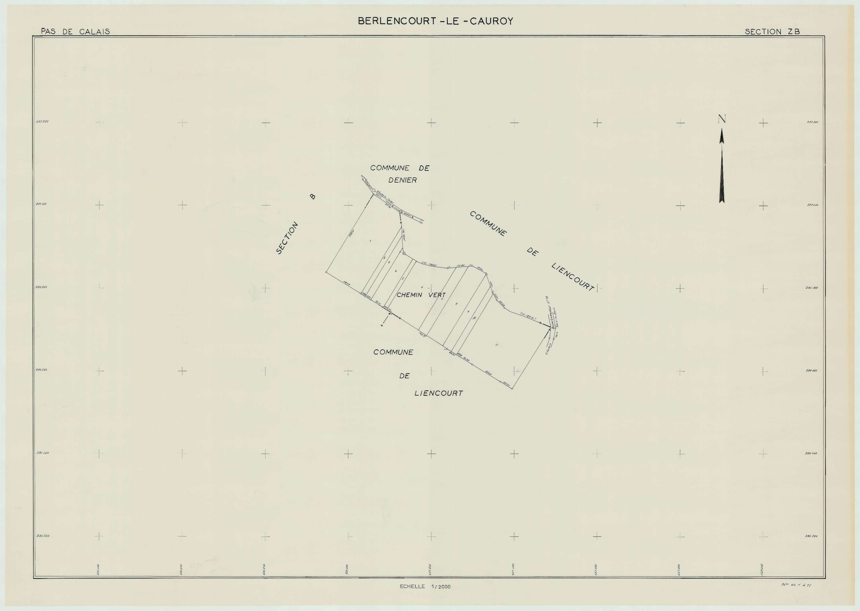 Berlencourt-le-Cauroy - Plan de remembrement : section ZB.