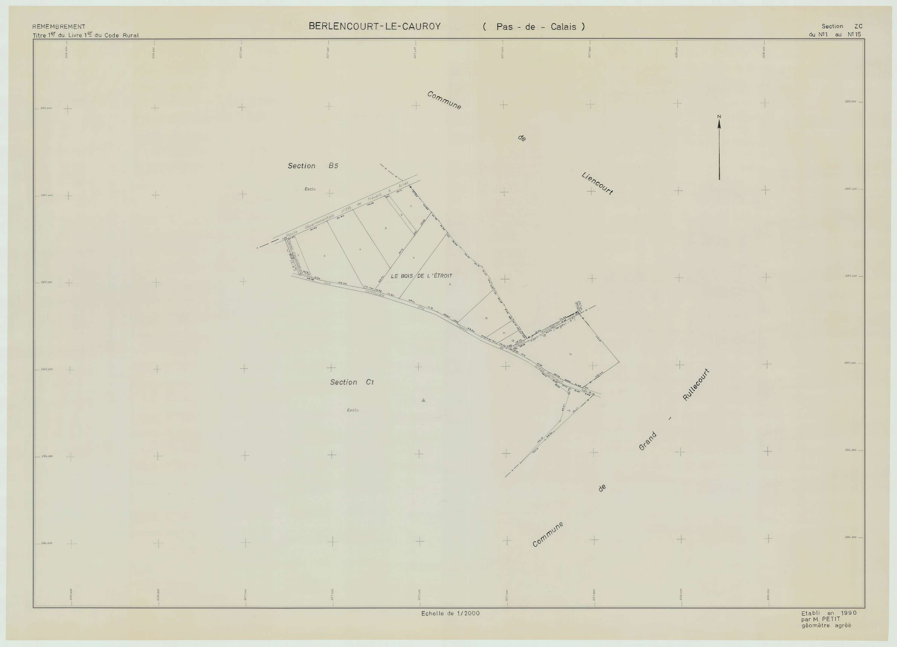 Berlencourt-le-Cauroy - Plan de remembrement : section ZC.