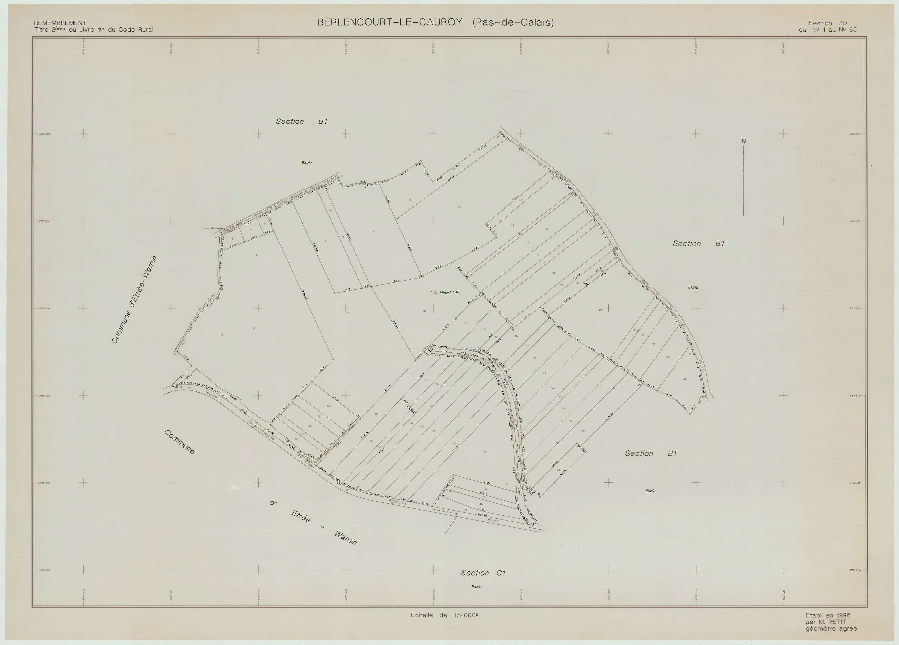 Berlencourt-le-Cauroy - Plan de remembrement : section ZD.