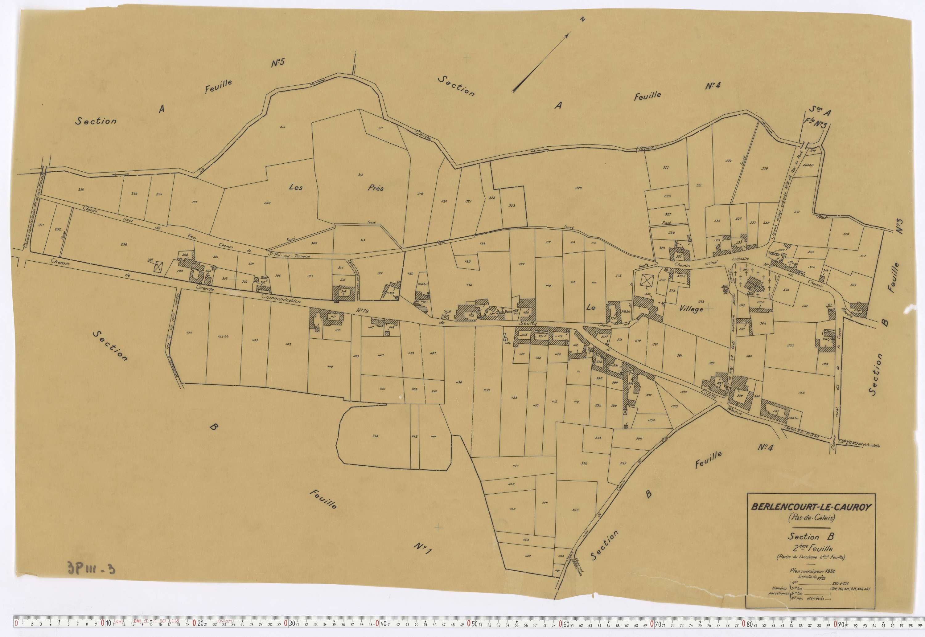 Berlencourt-le-Cauroy - Section B, feuille 2.