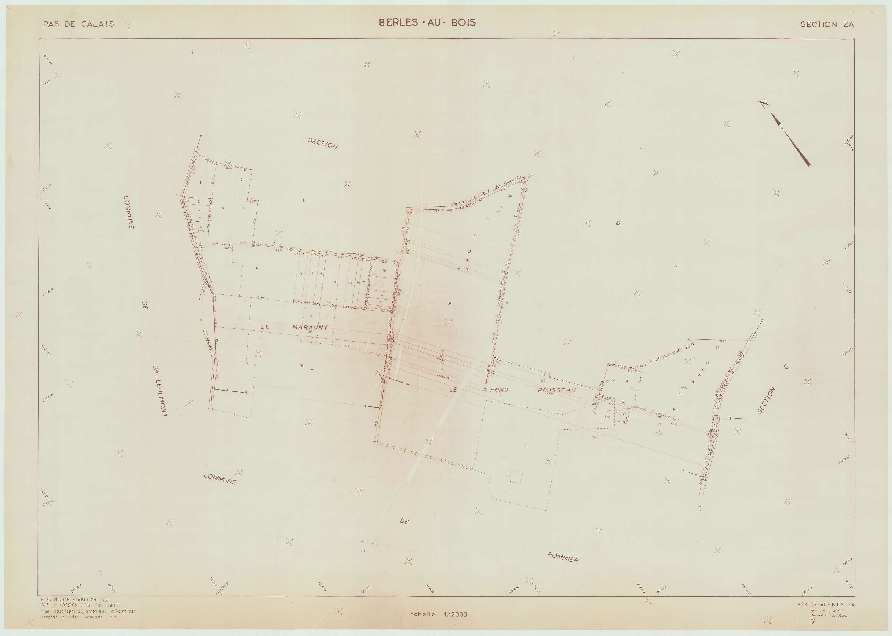 Berles-au-Bois - Plan de remembrement : section ZA.