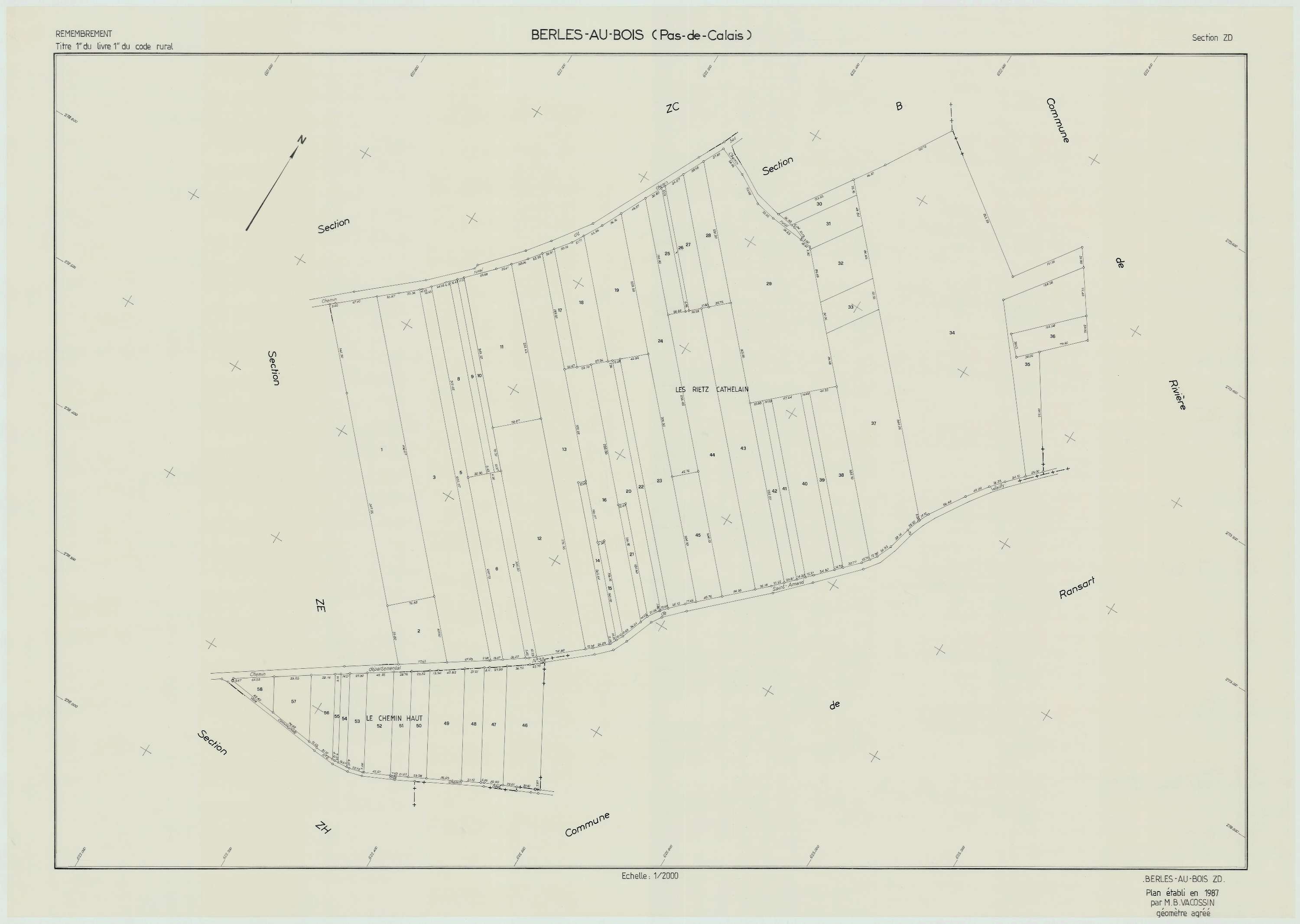 Berles-au-Bois - Plan de remembrement : section ZD.