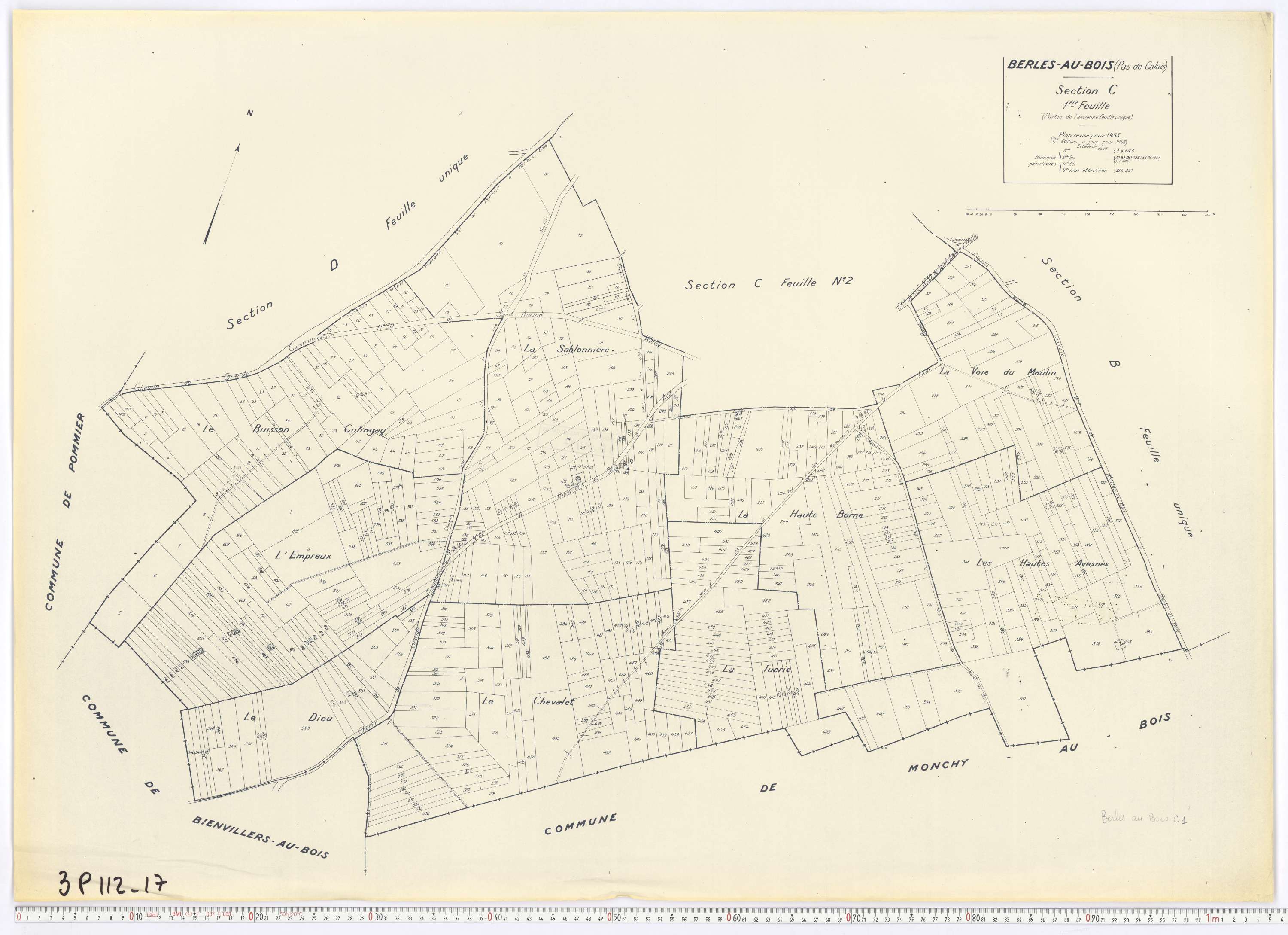 Berles-au-Bois - Section C, feuille 1.