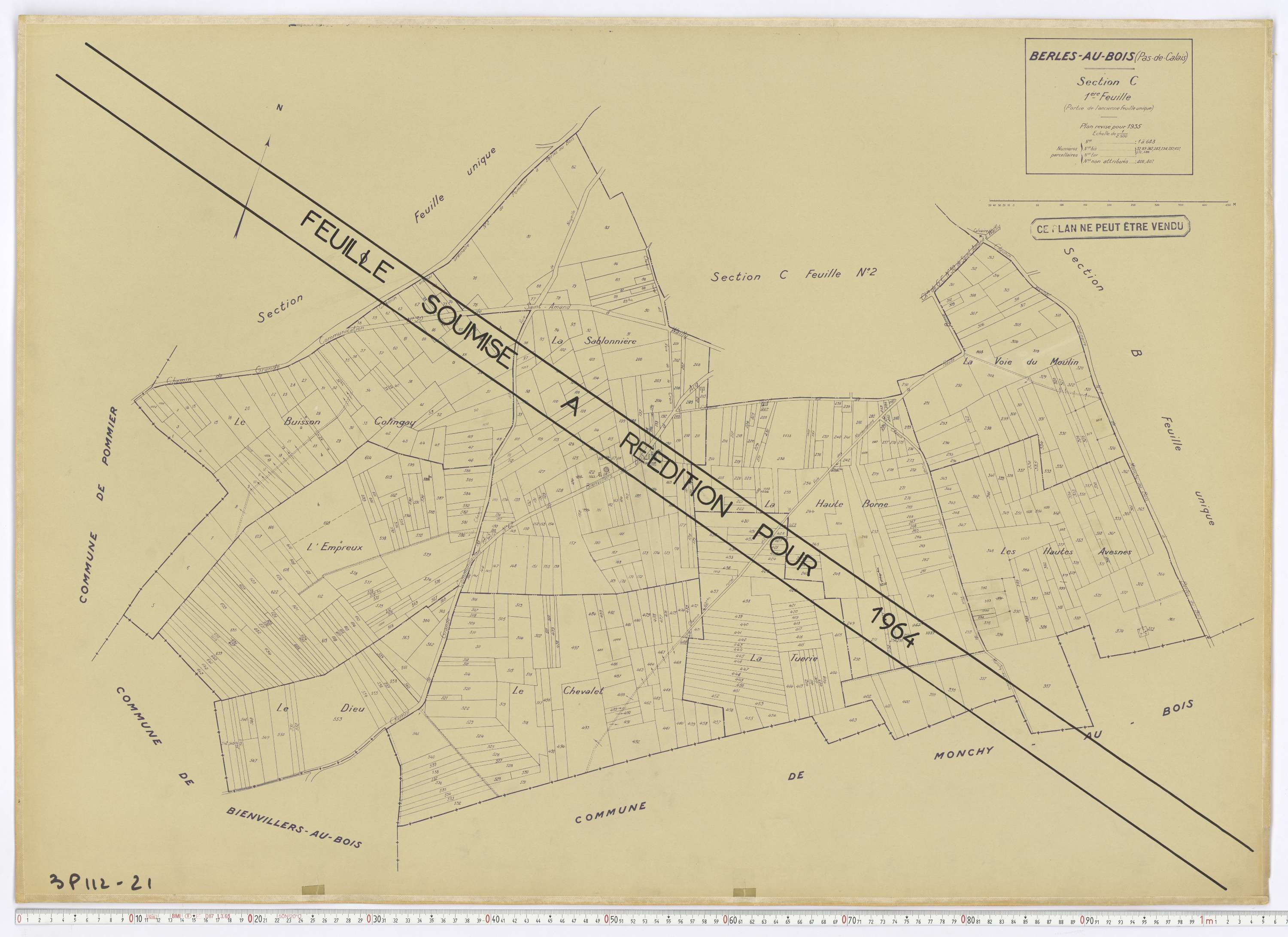 Berles-au-Bois - Section C, feuille 1.