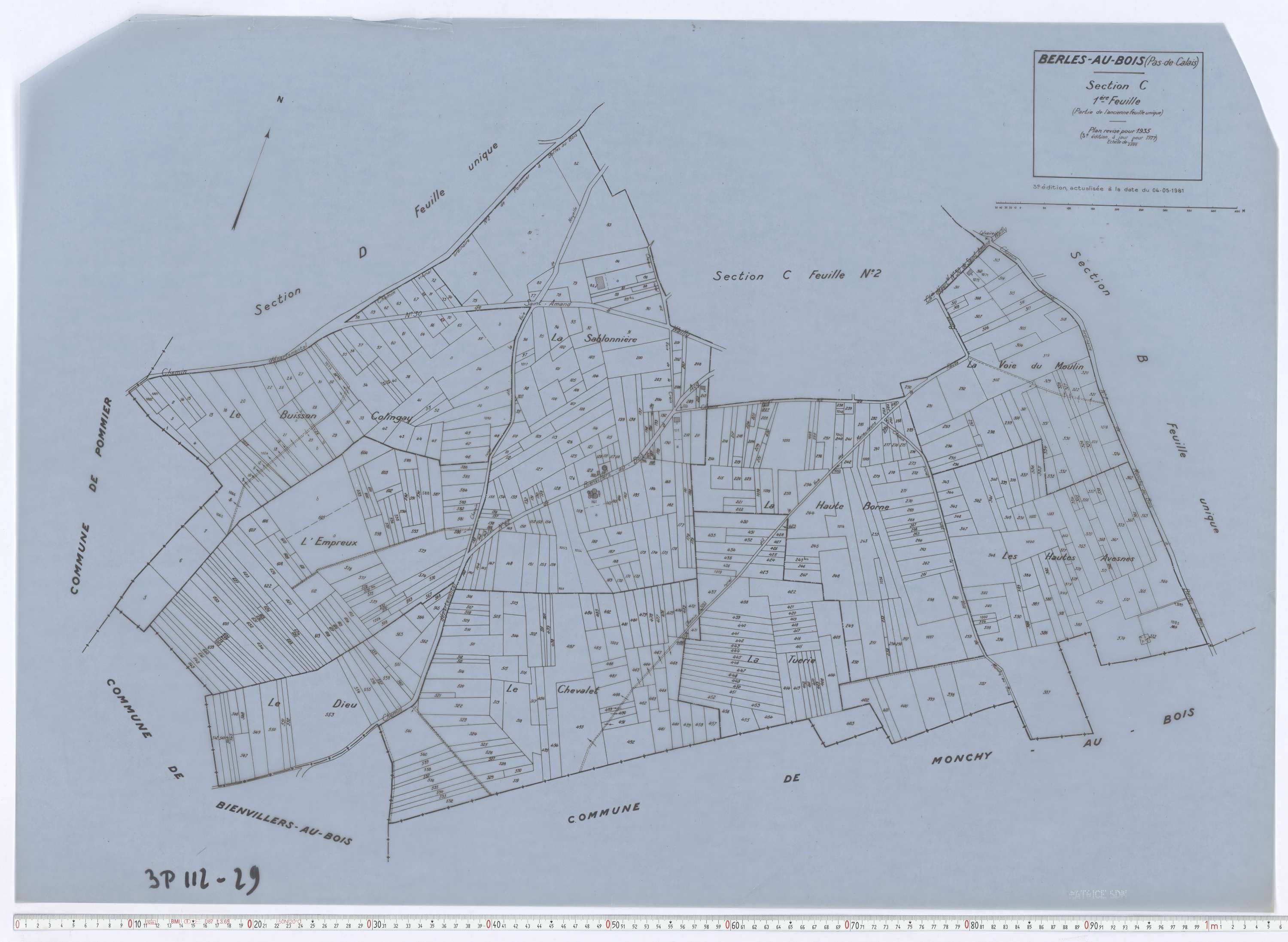 Berles-au-Bois - Section C, feuille 1.