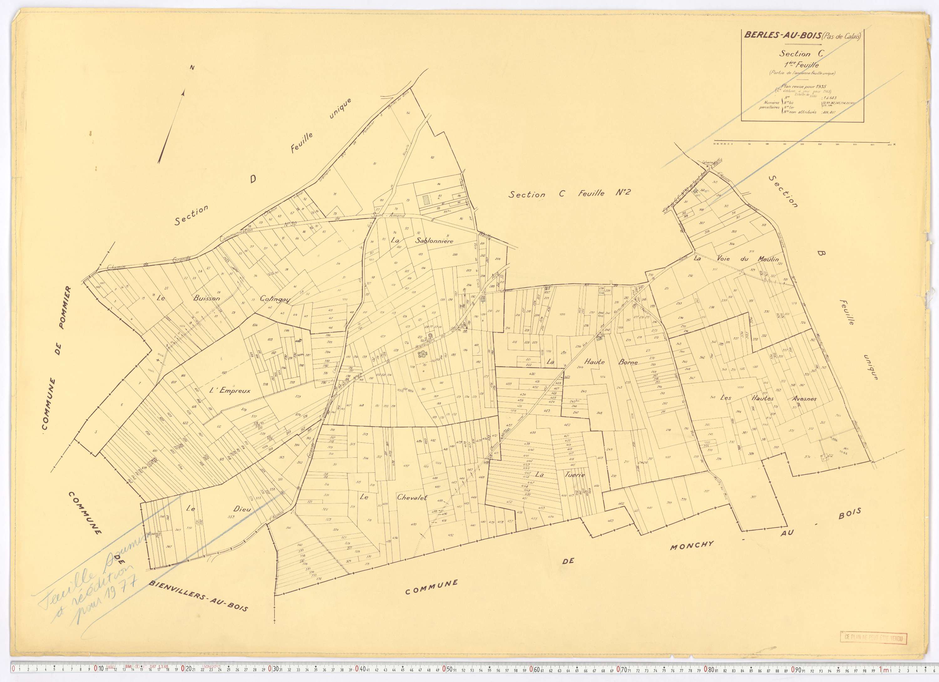 Berles-au-Bois - Section C, feuille 1.