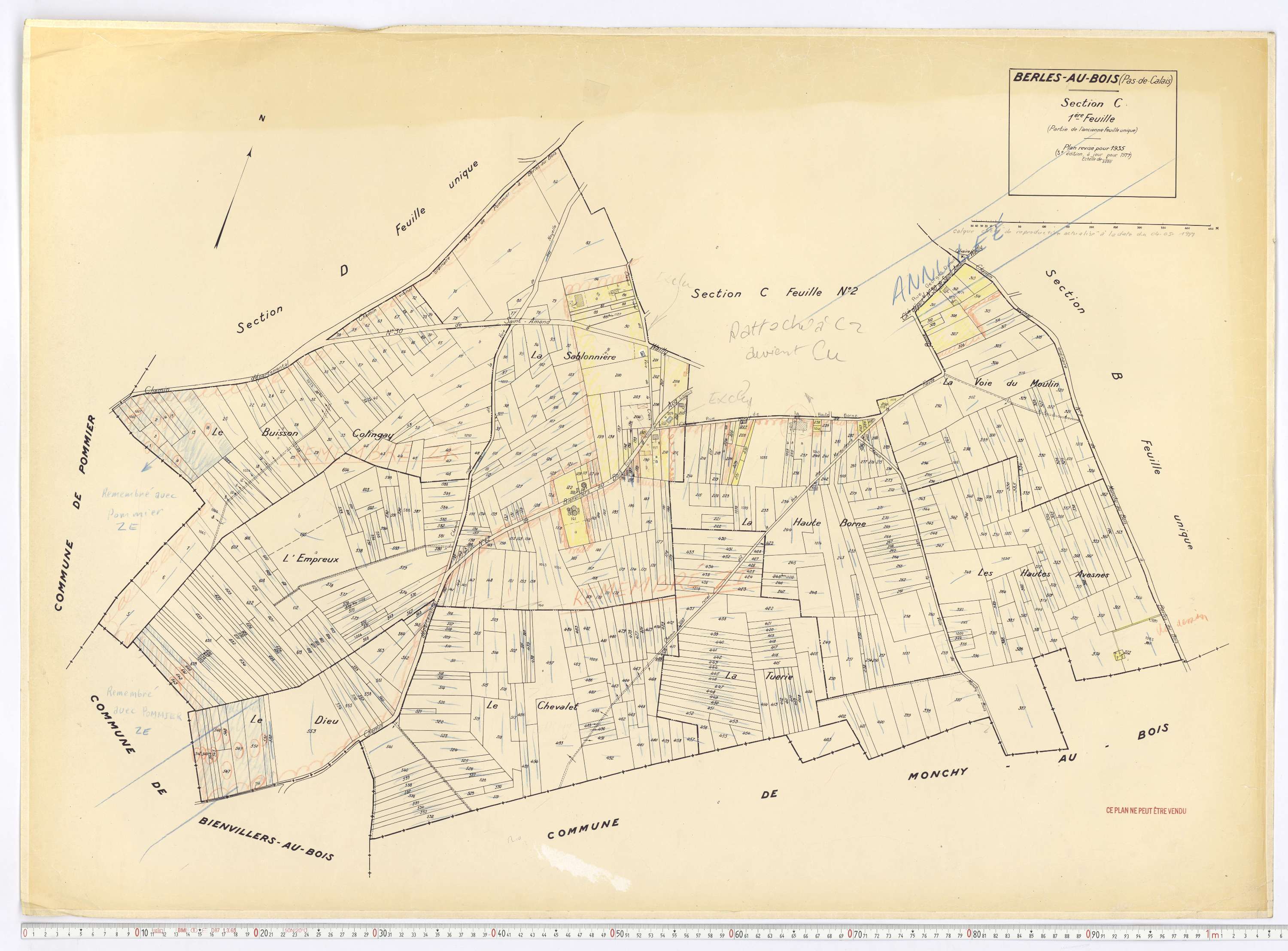 Berles-au-Bois - Section C, feuille 1.