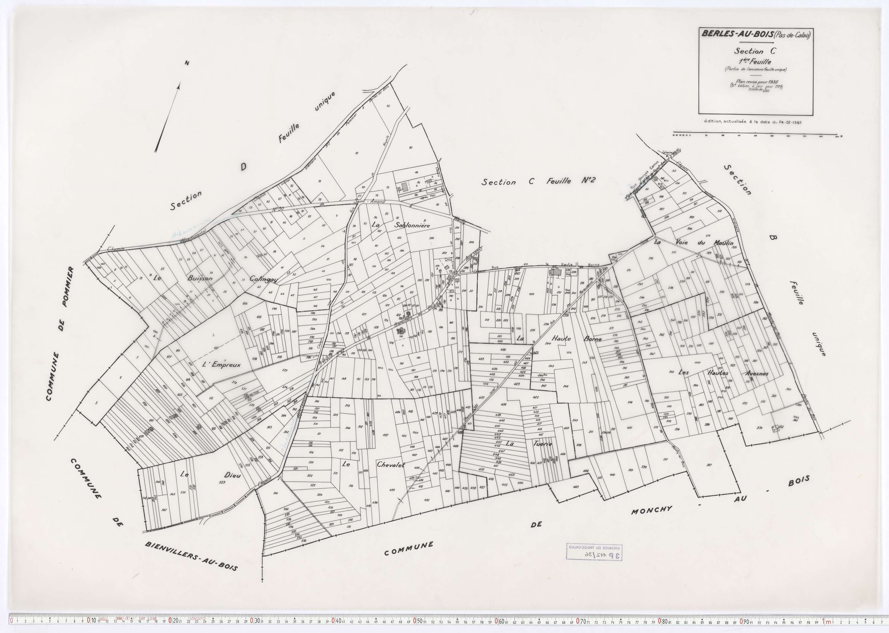 Berles-au-Bois - Section C, feuille 1.