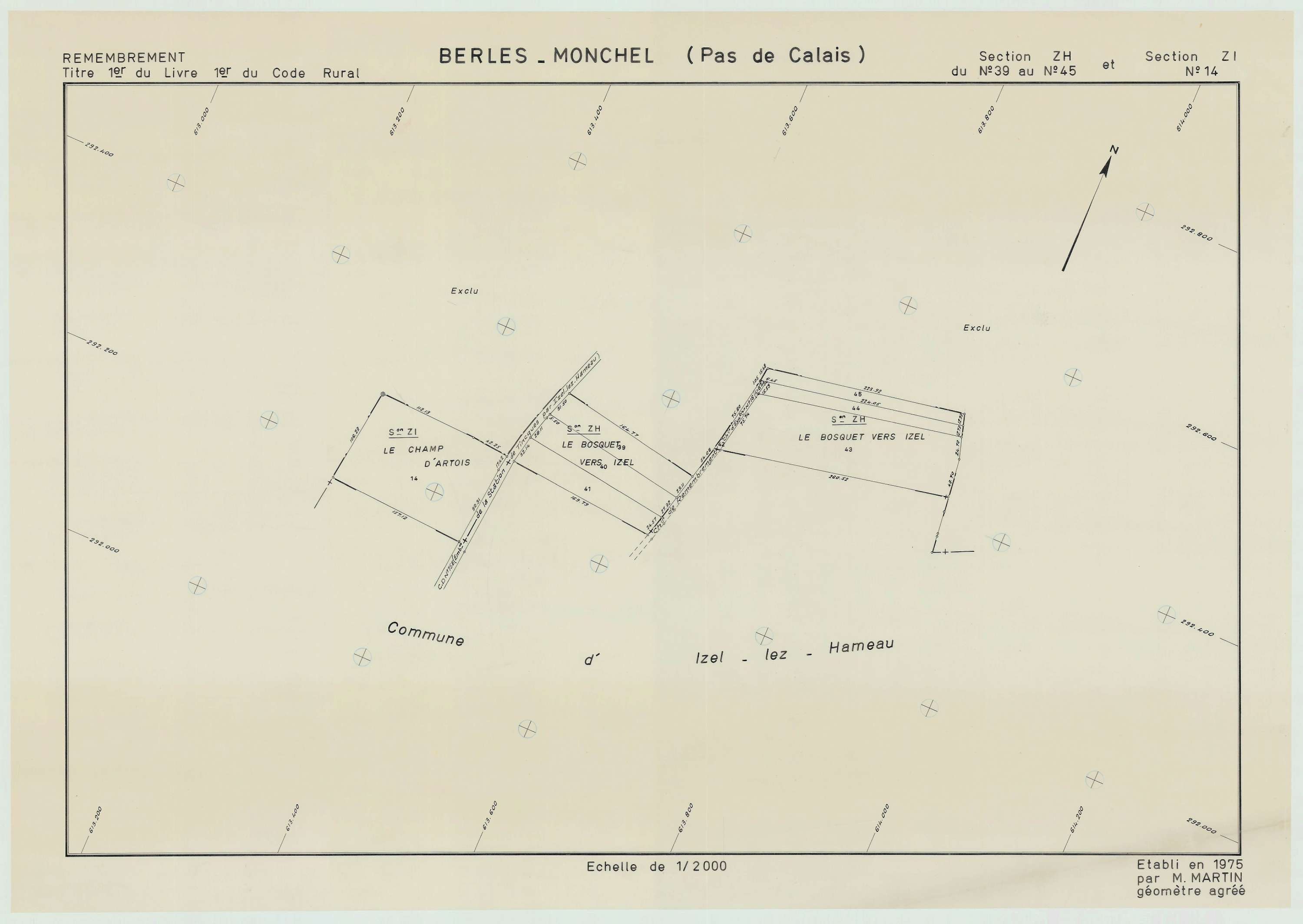 Berles-Monchel - Plan de remembrement : section ZH.
