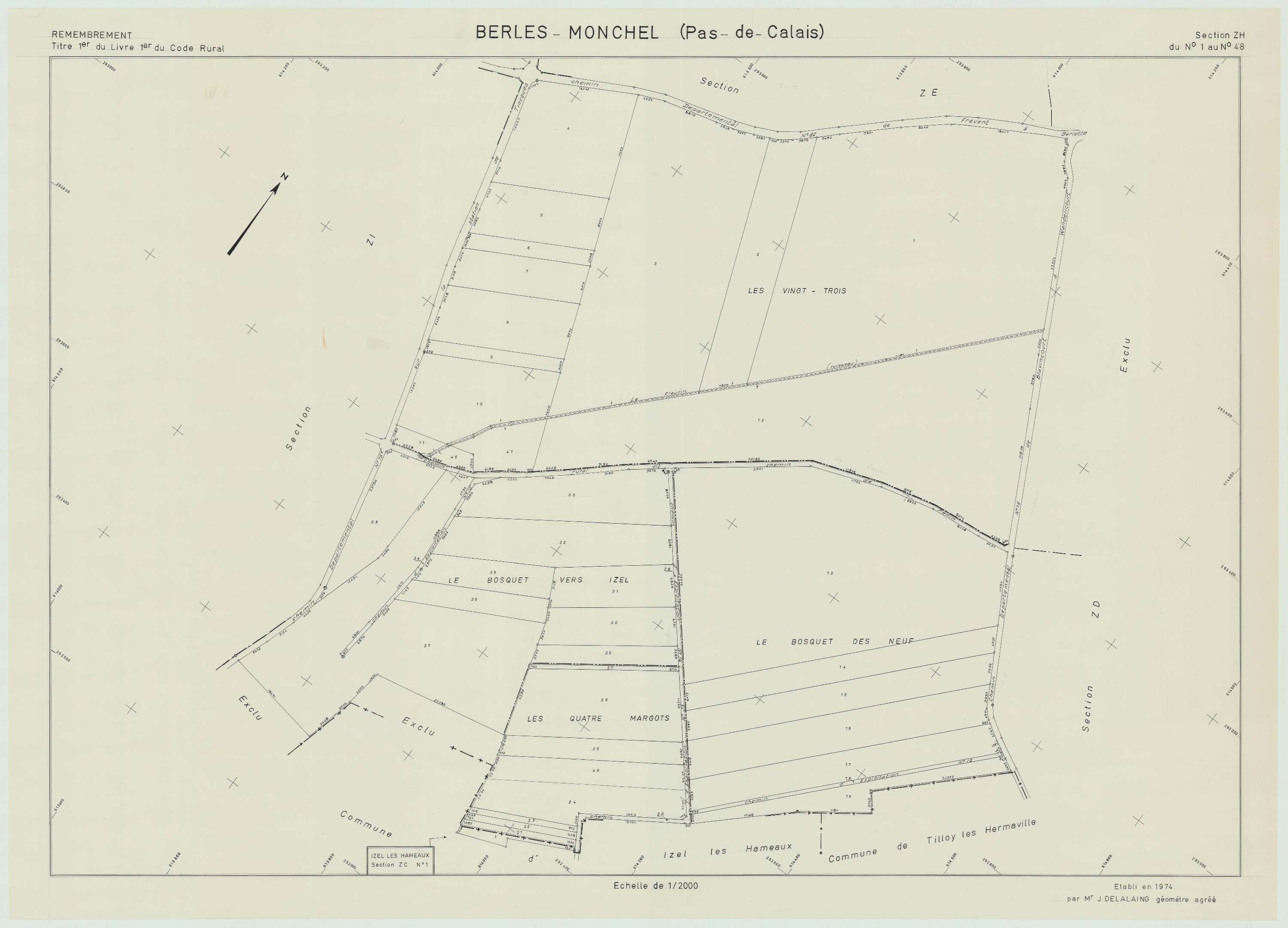 Berles-Monchel - Plan de remembrement : section ZH.