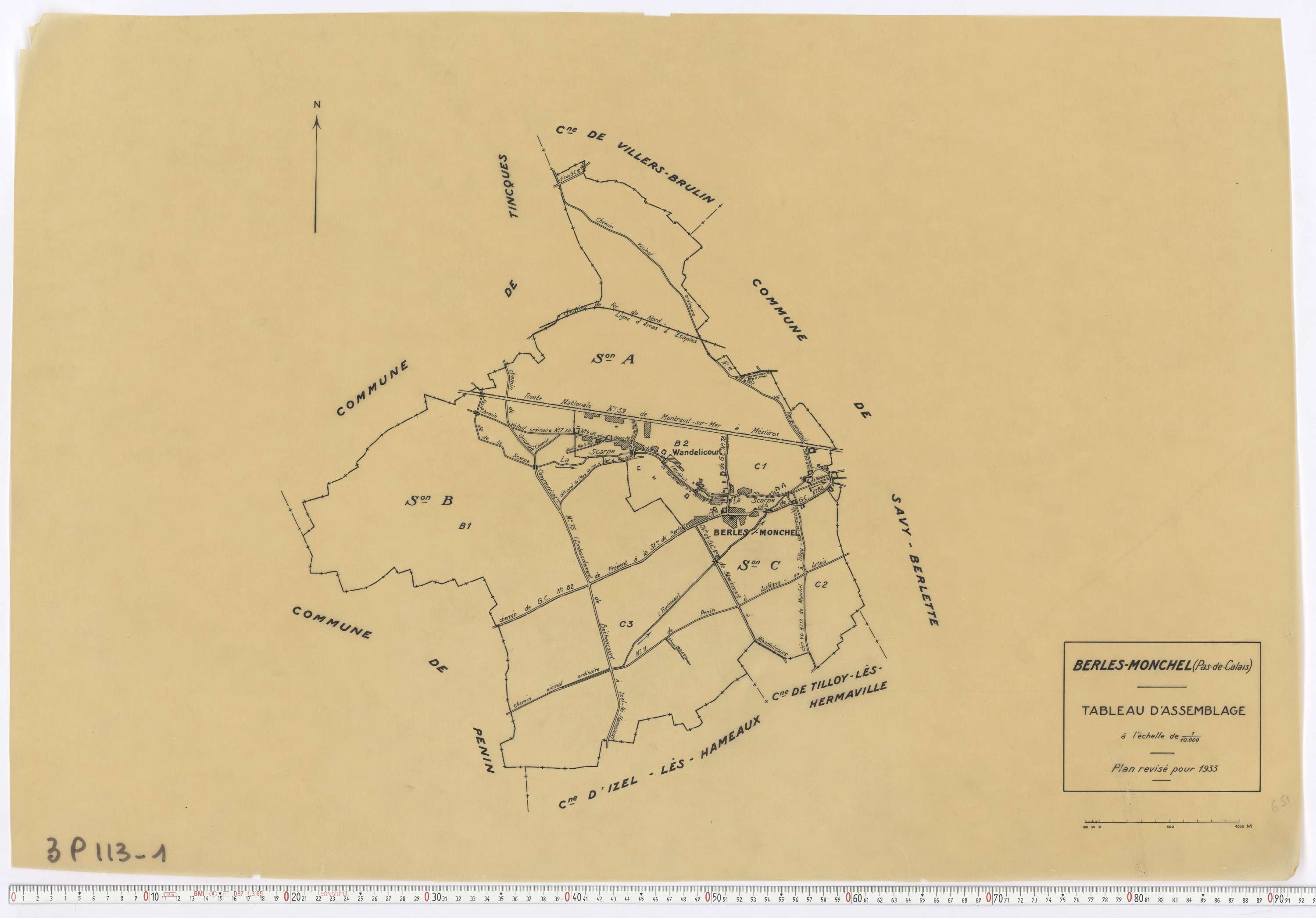 Berles-Monchel - Tableau d'assemblage.
