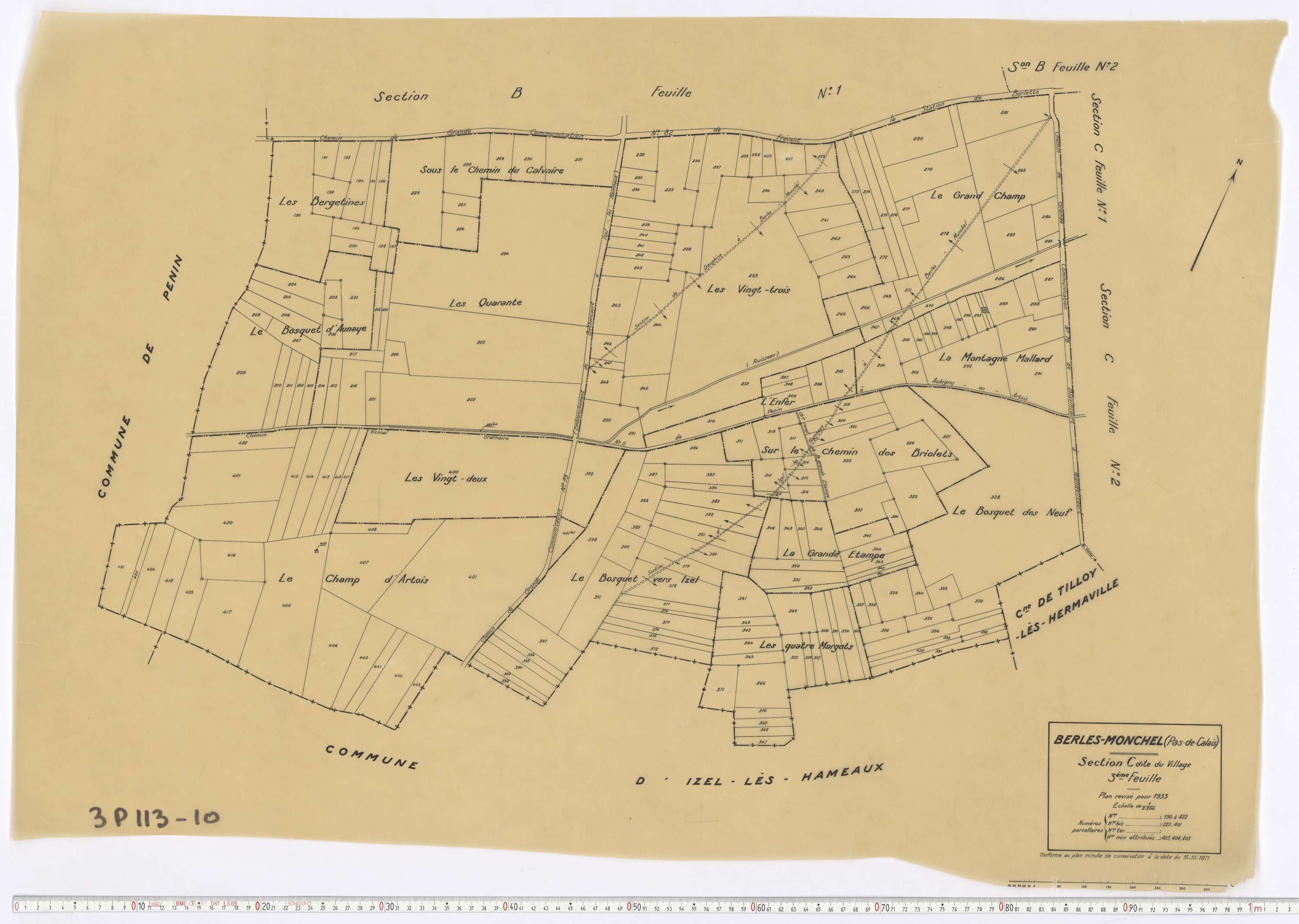 Berles-Monchel - Section C, feuille 3.