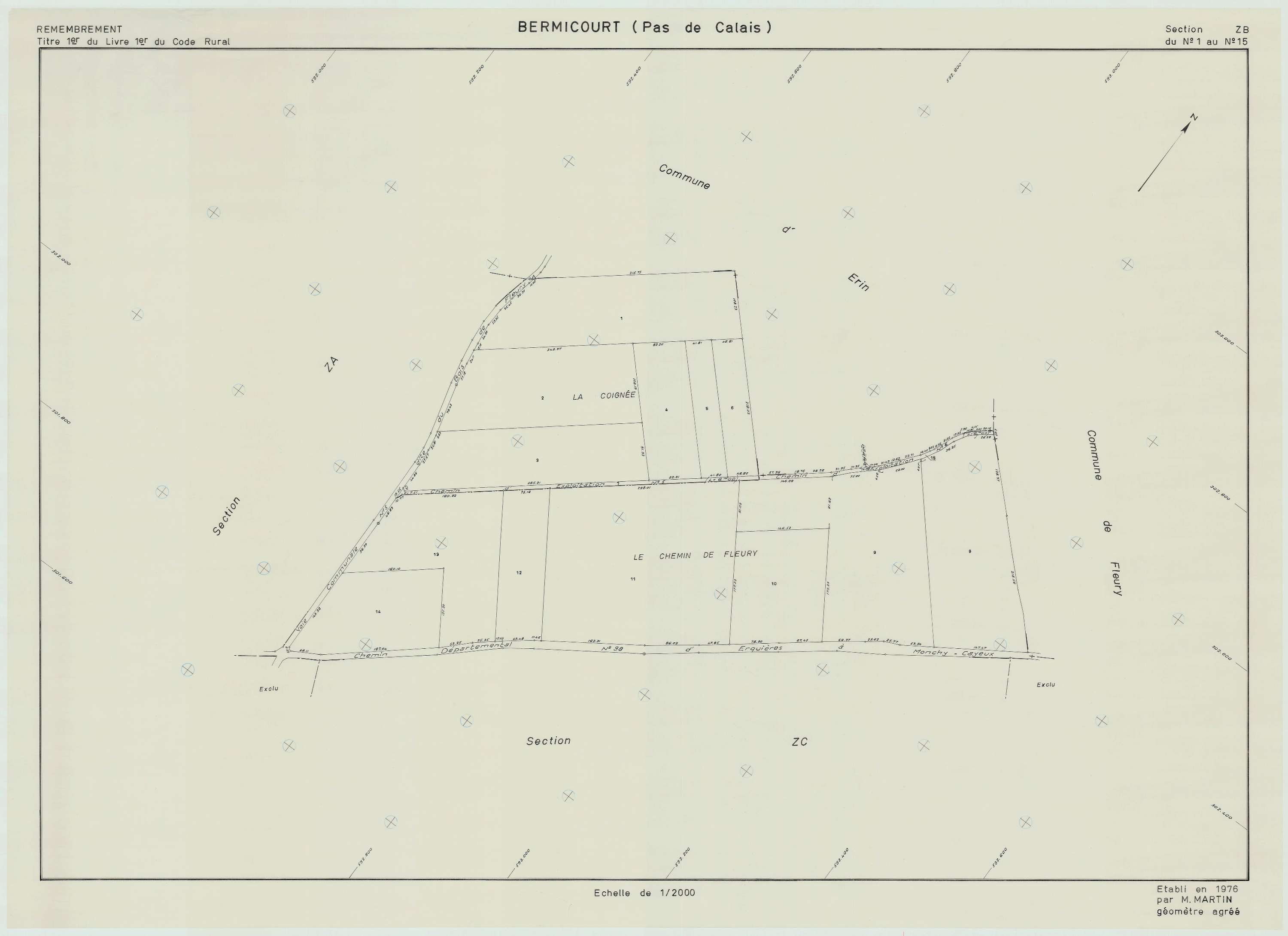 Bermicourt - Plan de remembrement : section ZB.