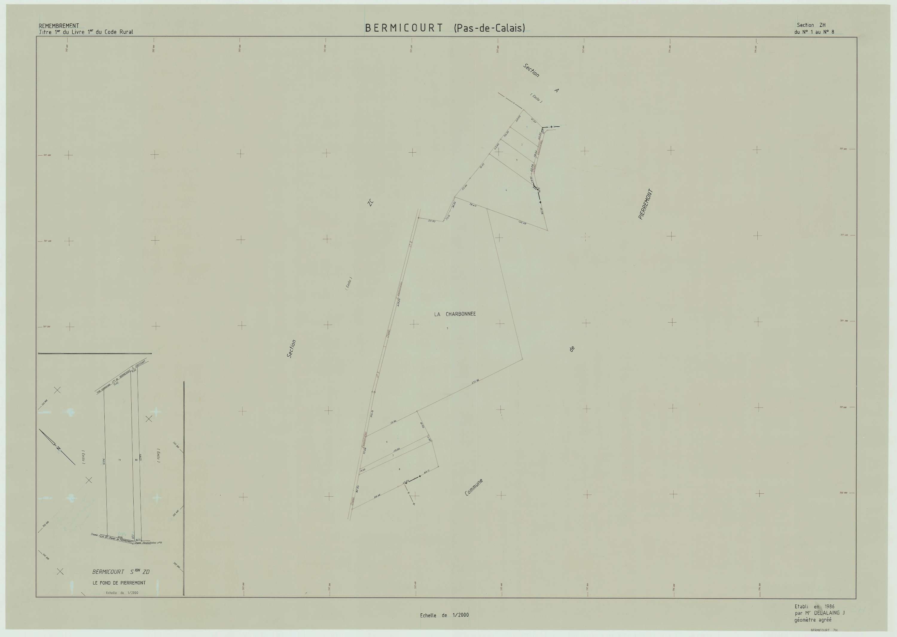 Bermicourt - Plan de remembrement : section ZH.