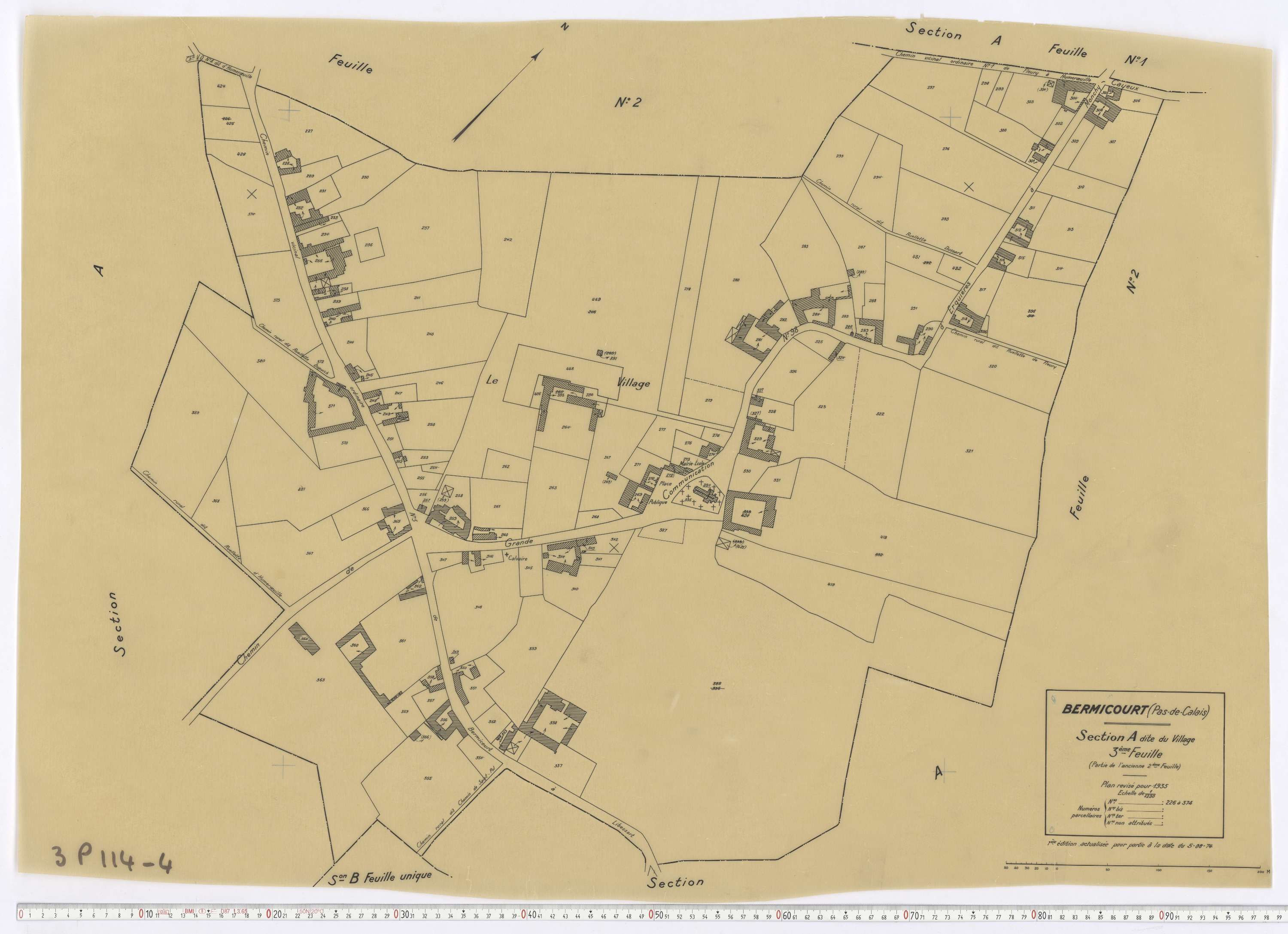 Bermicourt - Section A, feuille 3.