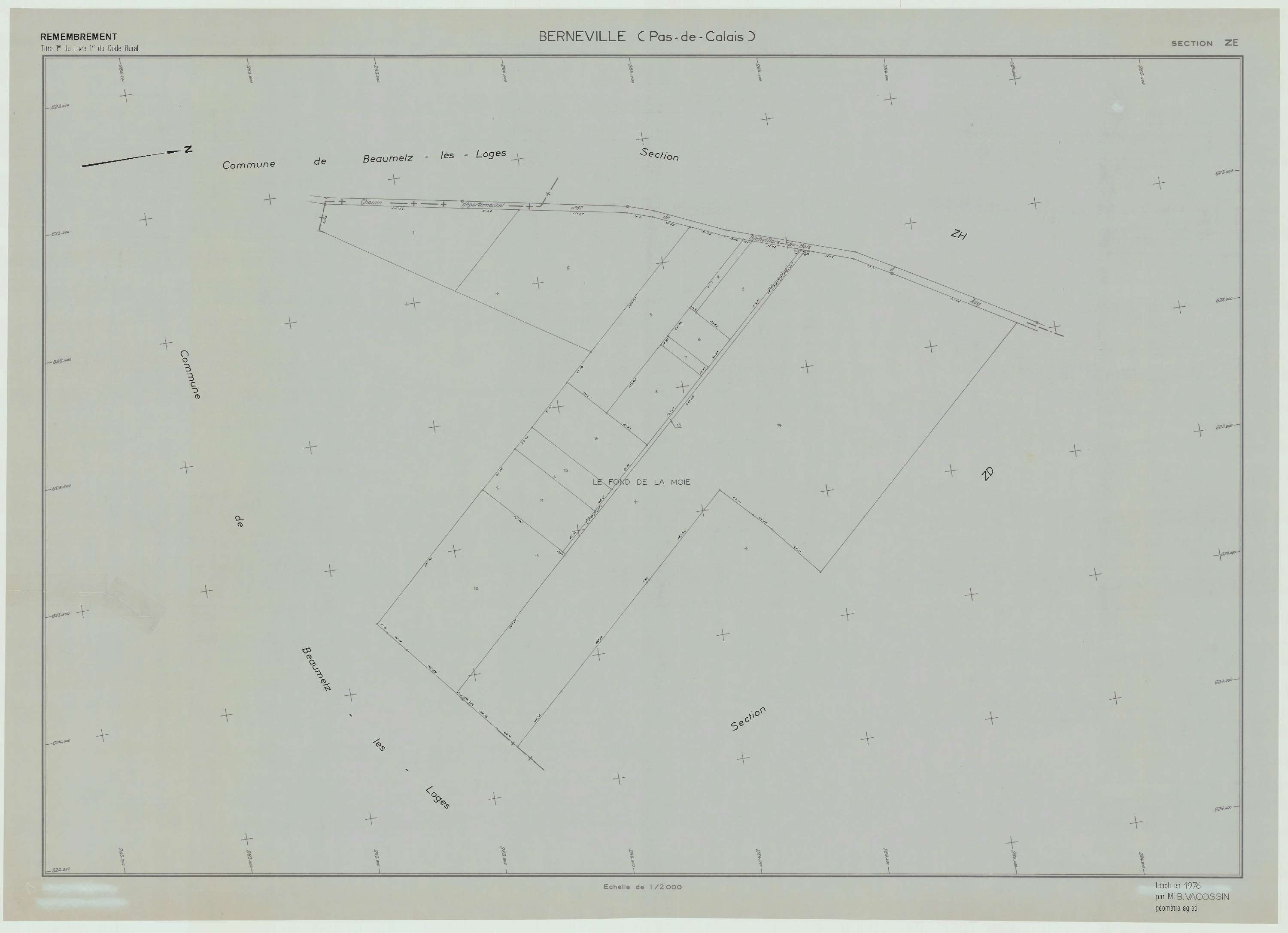 Berneville - Plan de remembrement : section ZE.