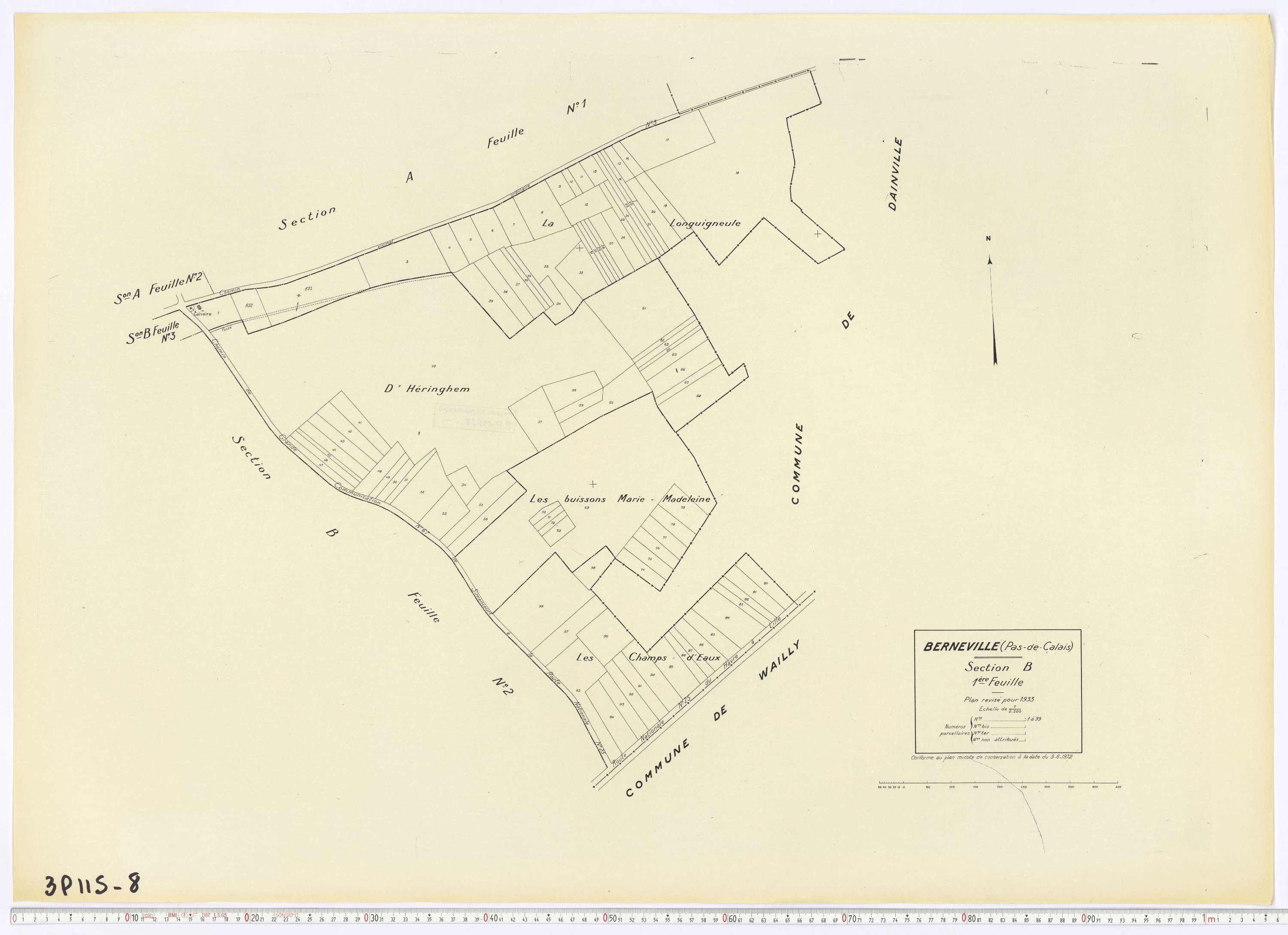 Berneville - Section B, feuille 1.