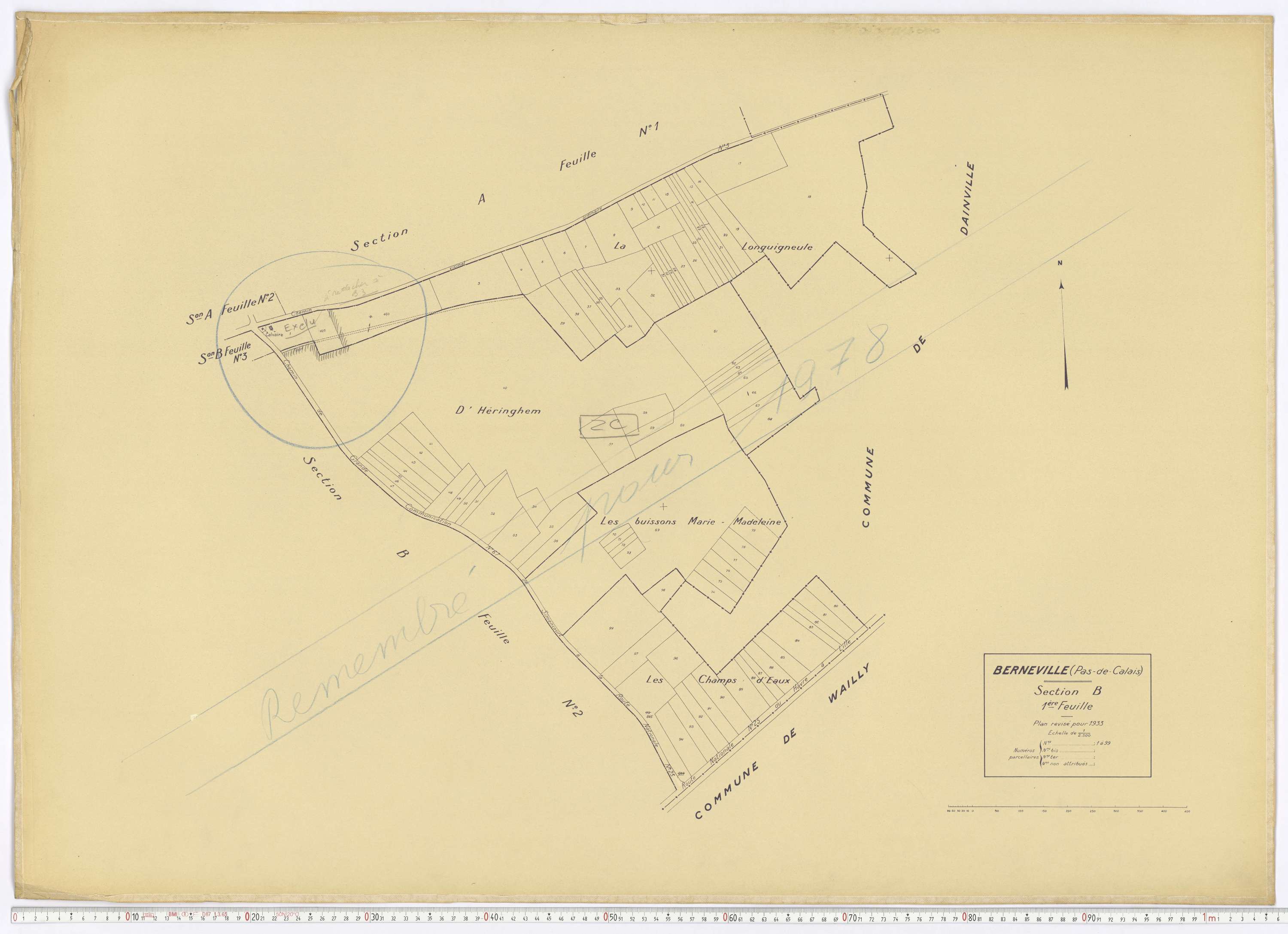 Berneville - Section B, feuille 1.