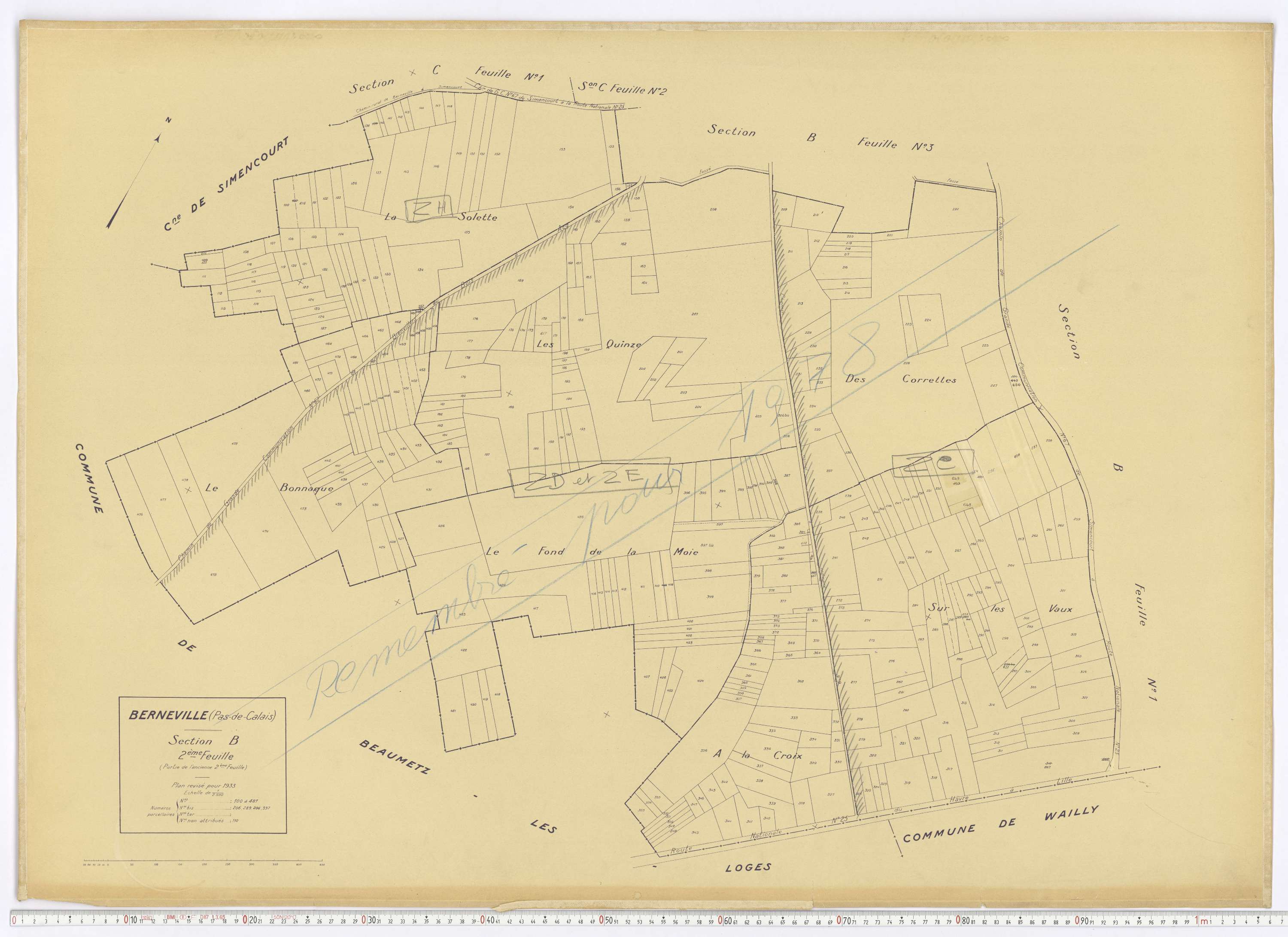 Berneville - Section B, feuille 2.
