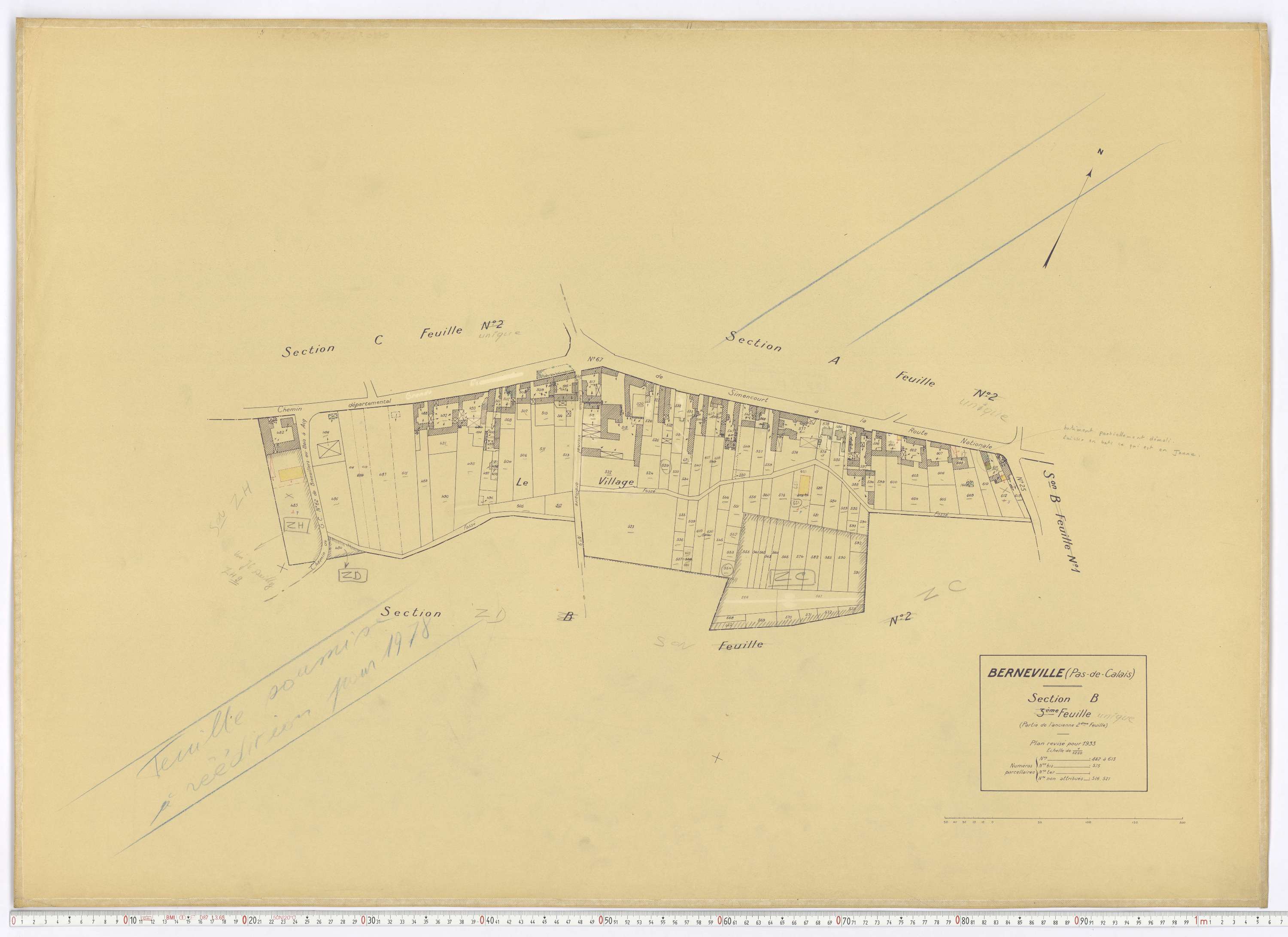 Berneville - Section B, feuille 3.