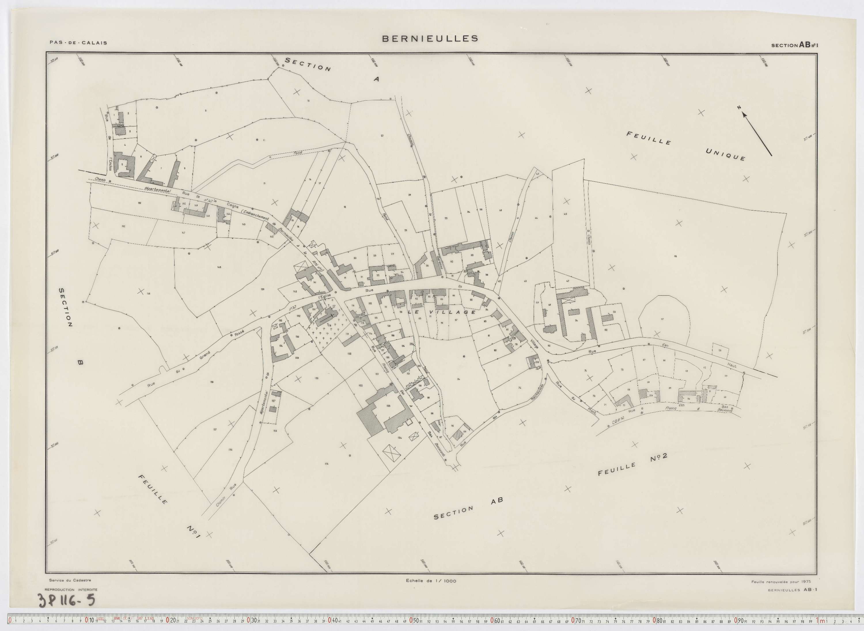 Bernieulles - Section AB, feuille 1.