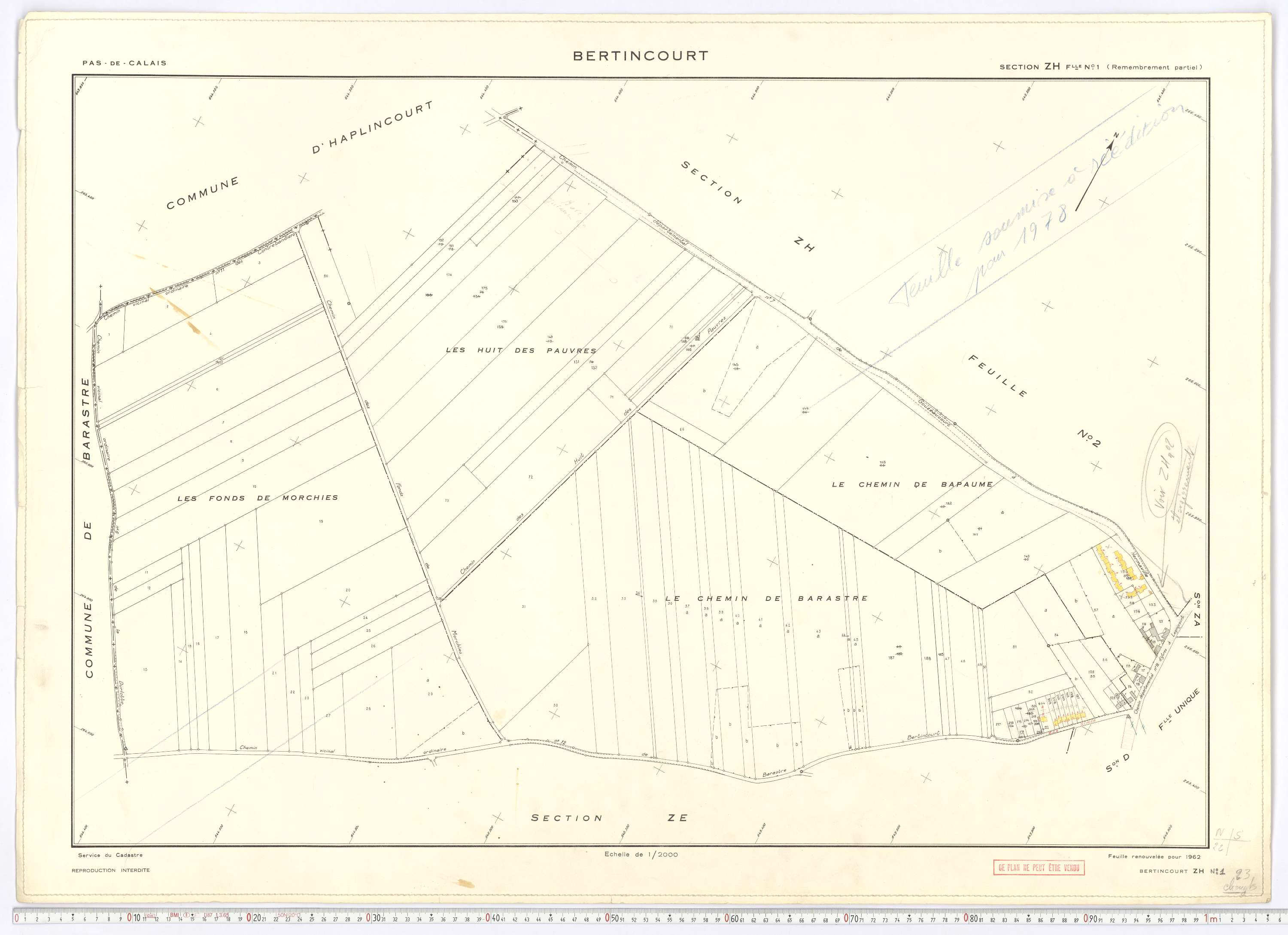 Bertincourt - Section ZH, feuille 1.
