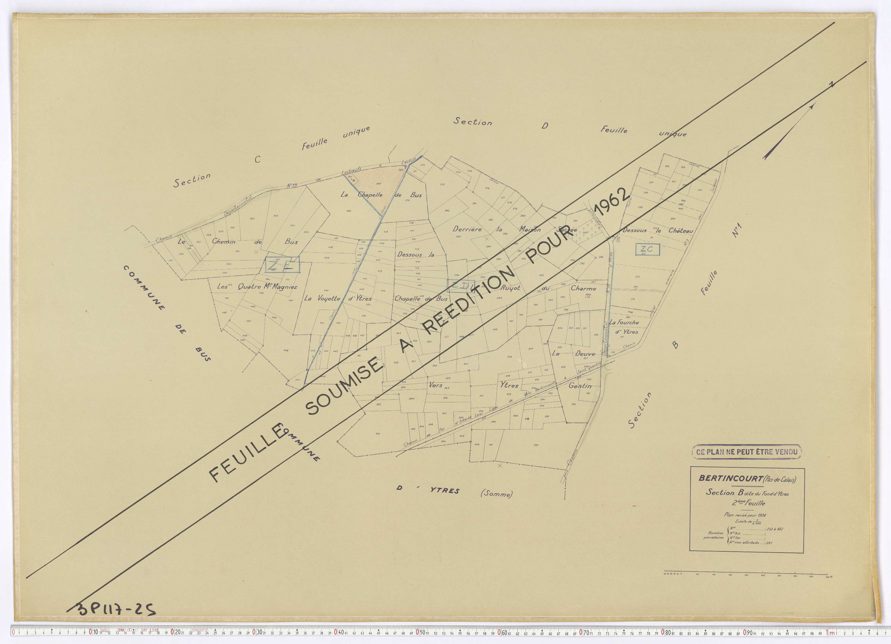 Bertincourt - Section B, feuille 2.
