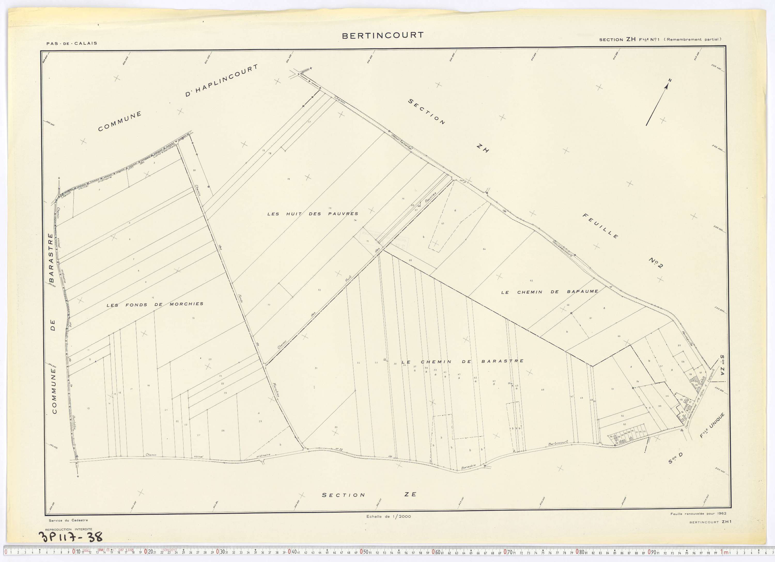 Bertincourt - Section ZH, feuille 1.