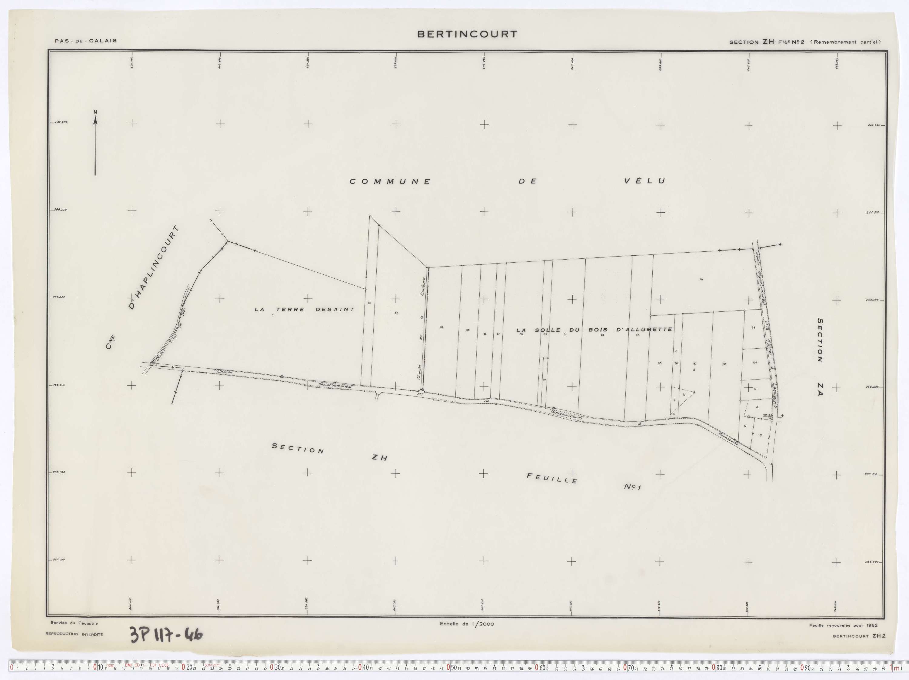 Bertincourt - Section ZH, feuille 2.