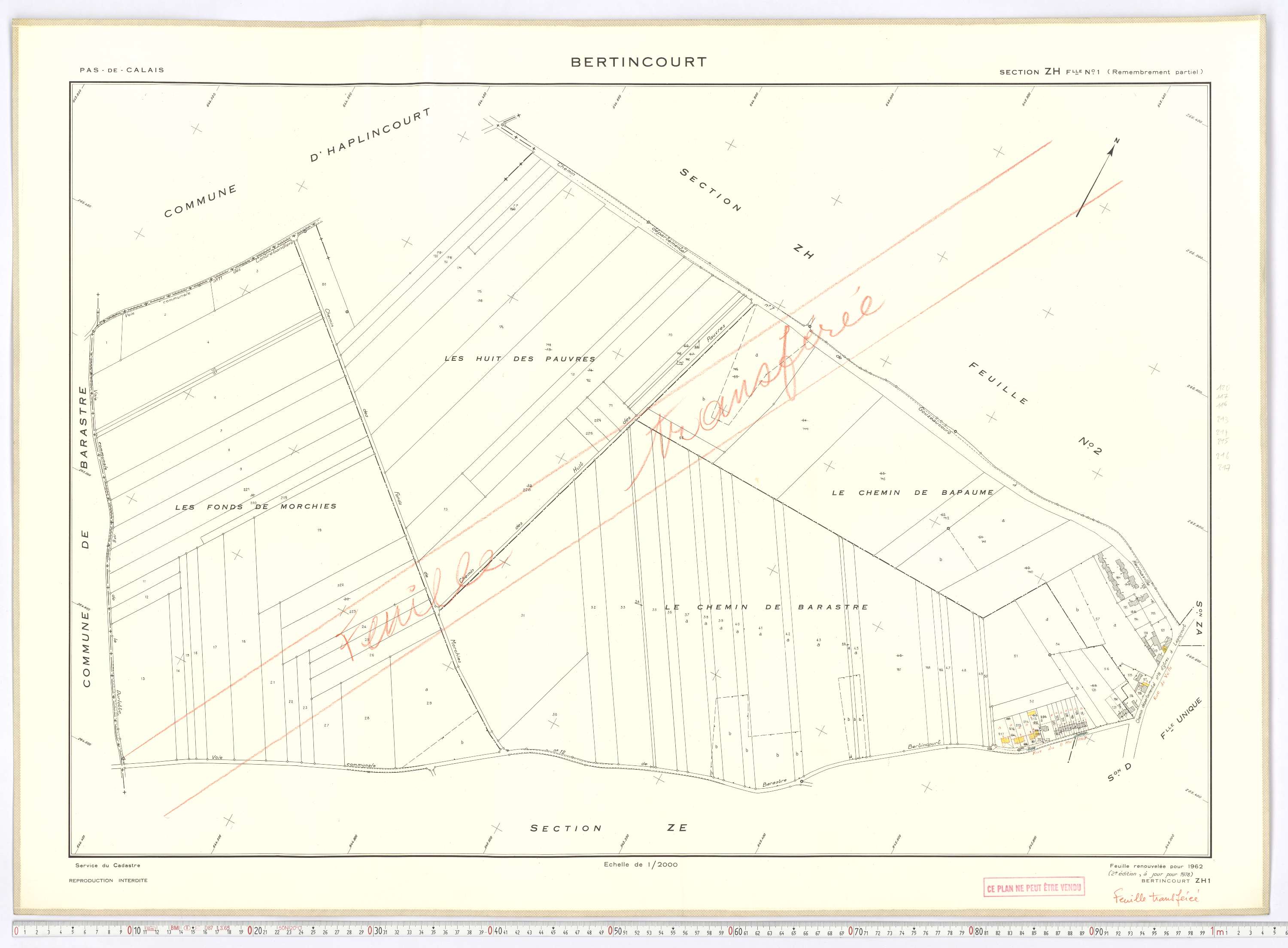 Bertincourt - Section ZH, feuille 1.