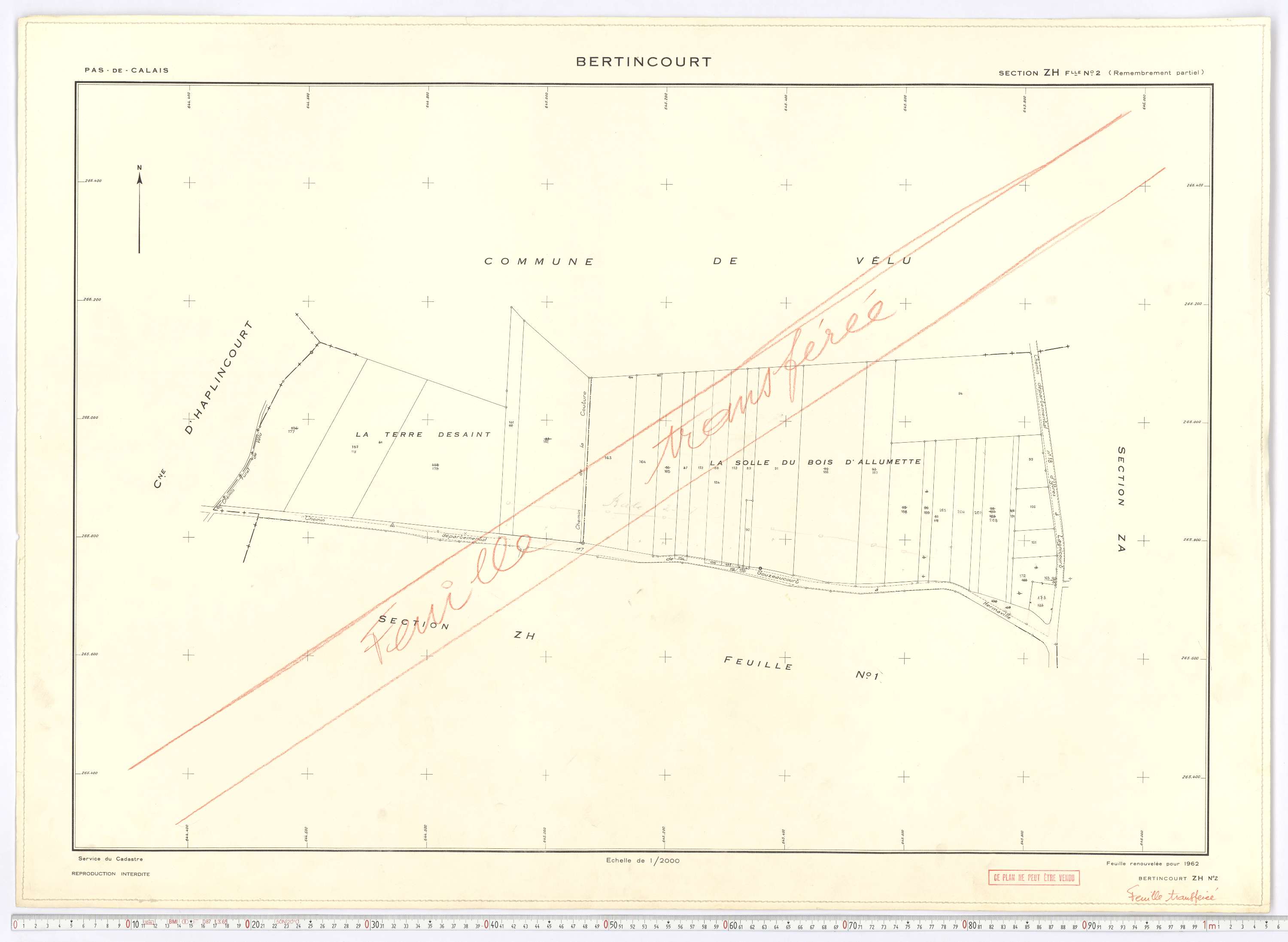 Bertincourt - Section ZH, feuille 2.