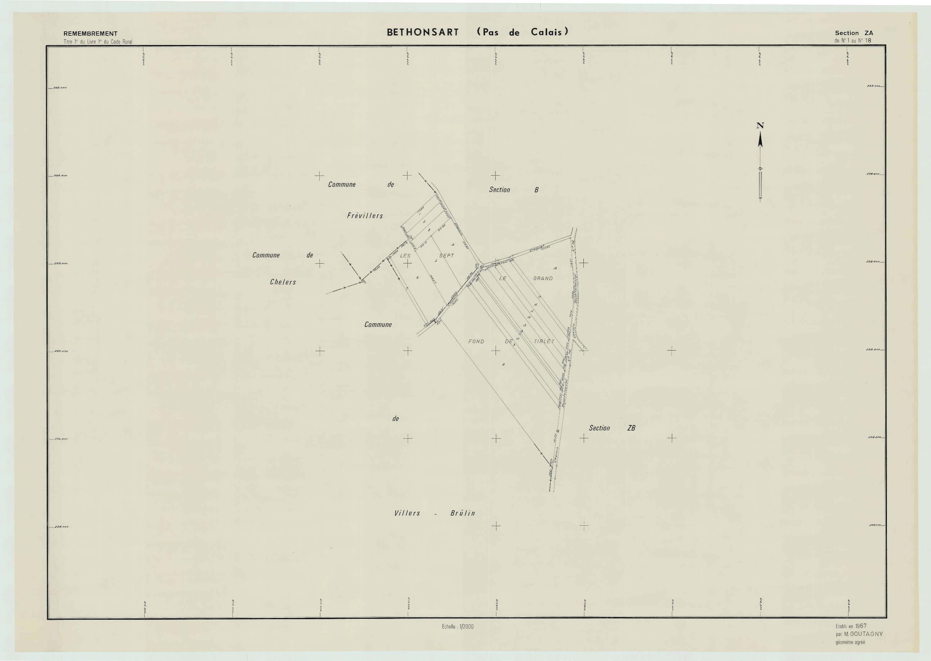 Béthonsart - Plan de remembrement : section ZA.