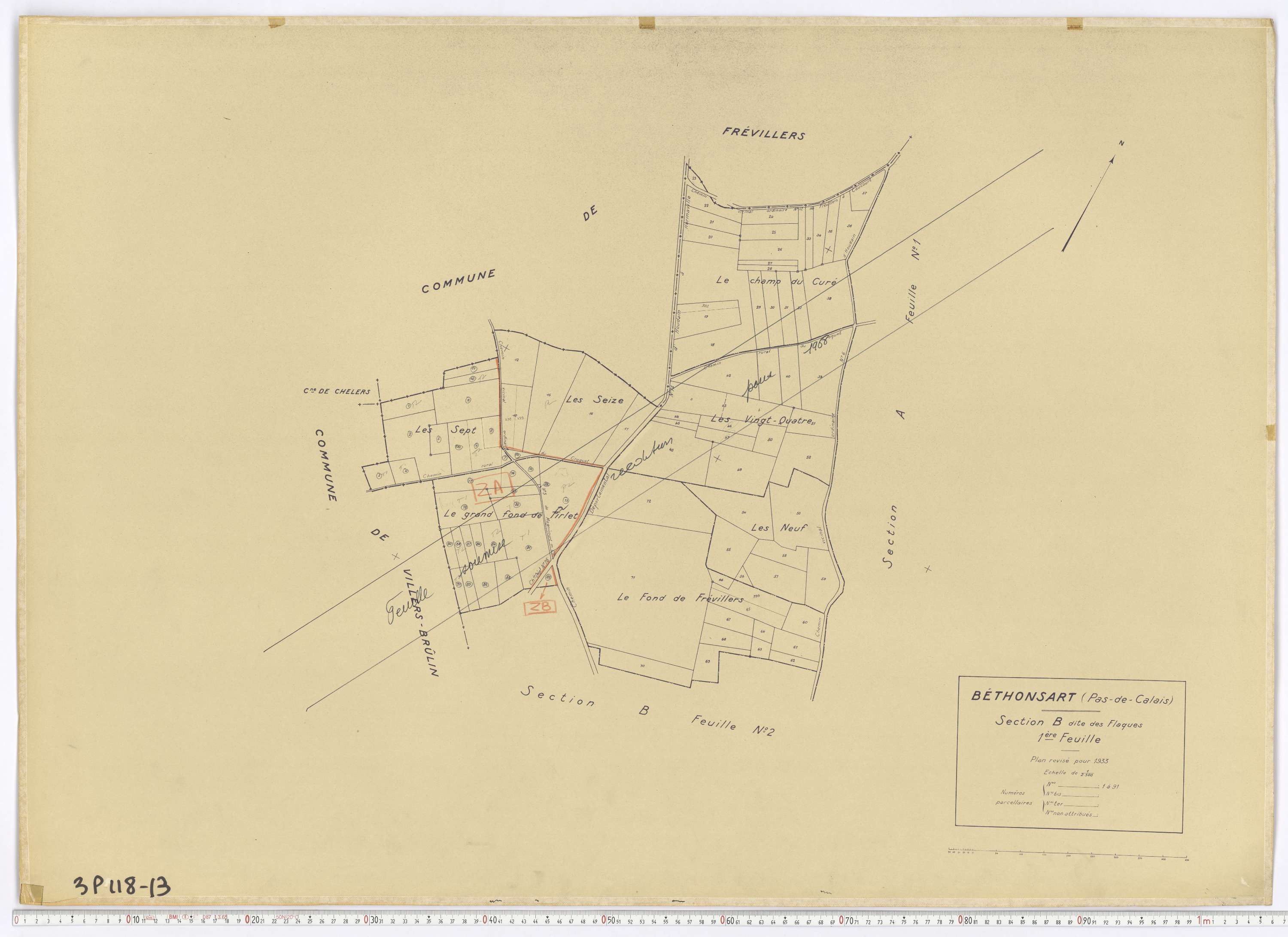 Béthonsart - Section B, feuille 1.