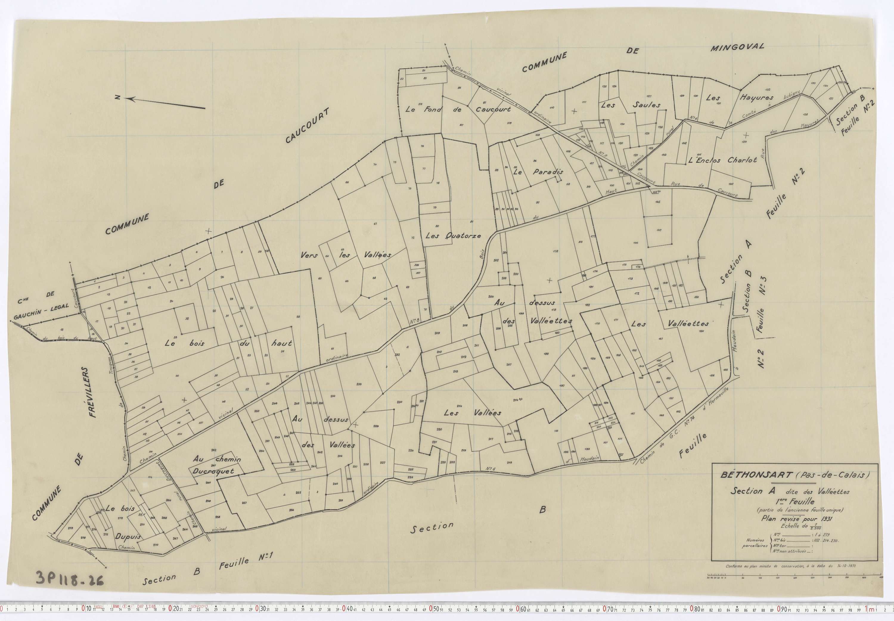 Béthonsart - Section A, feuille 1.