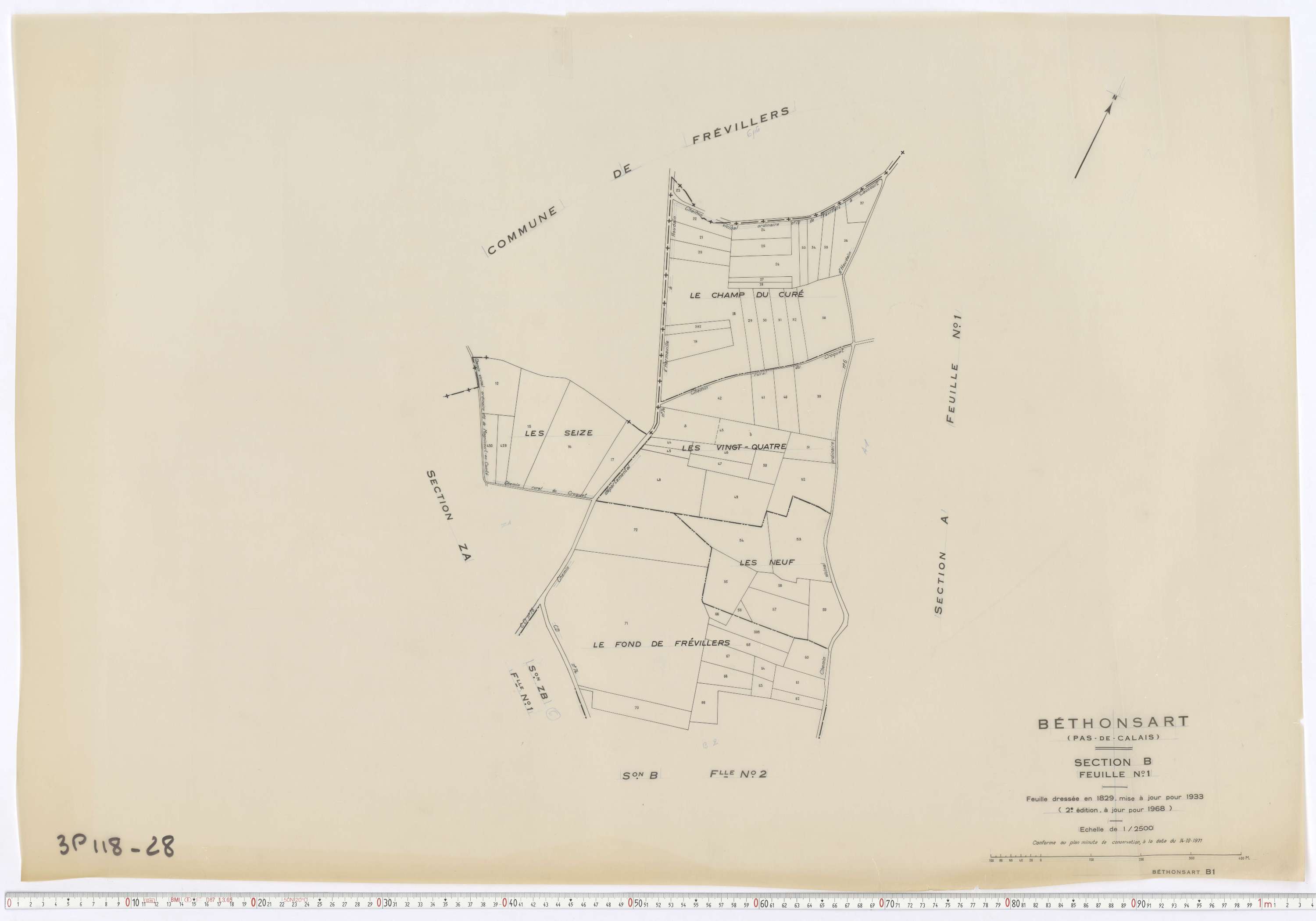 Béthonsart - Section B, feuille 1.