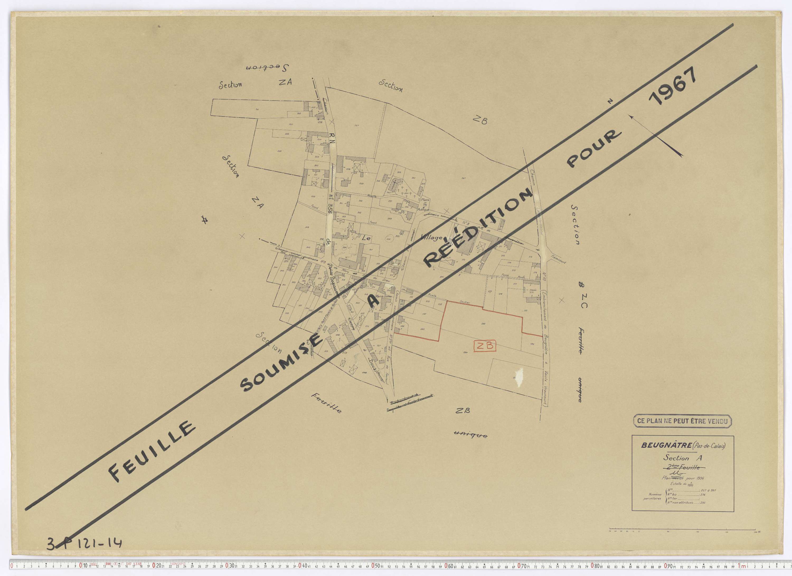Beugnâtre - Section A, feuille 2.