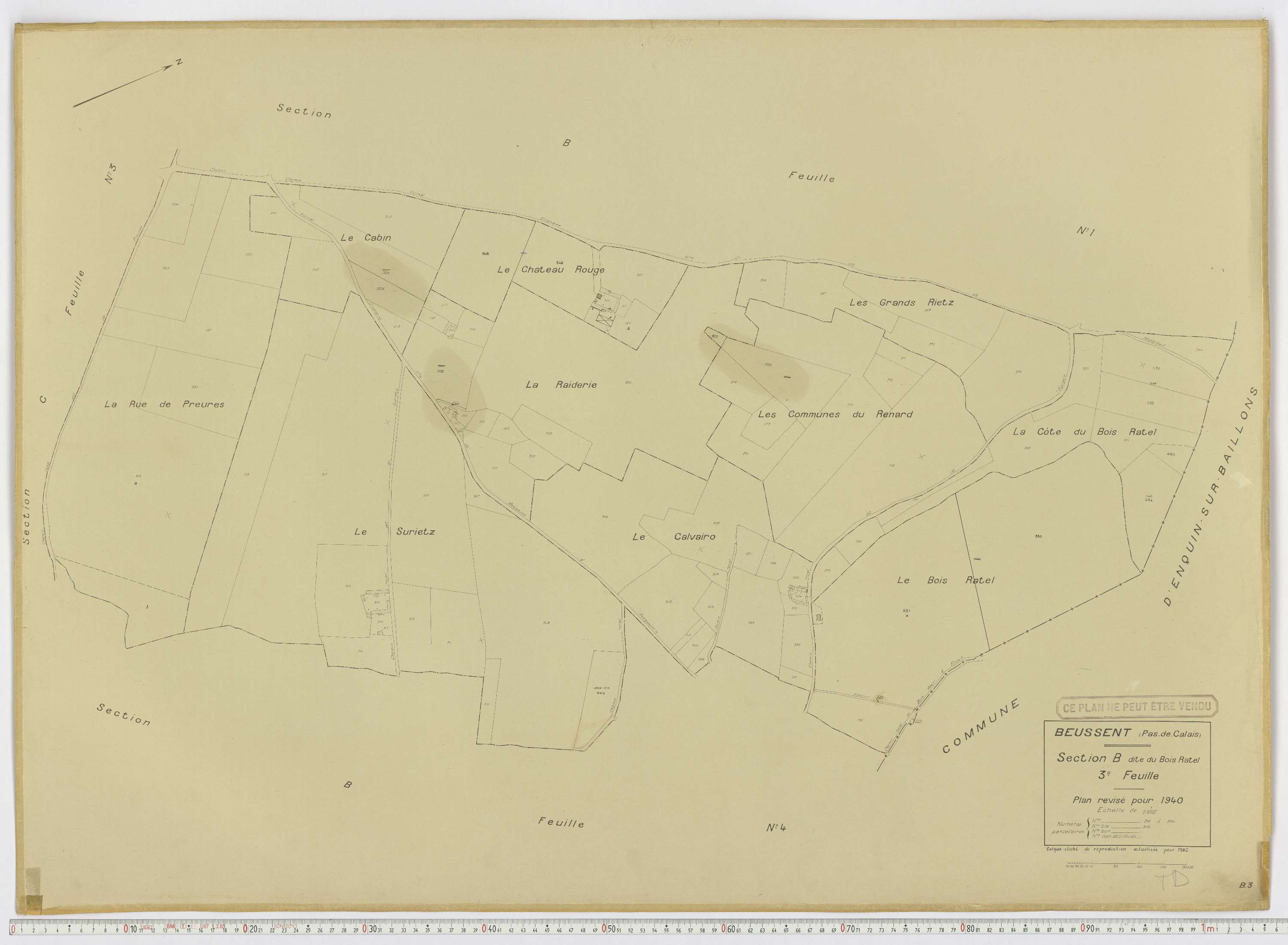 Beussent - Section B, feuille 3.