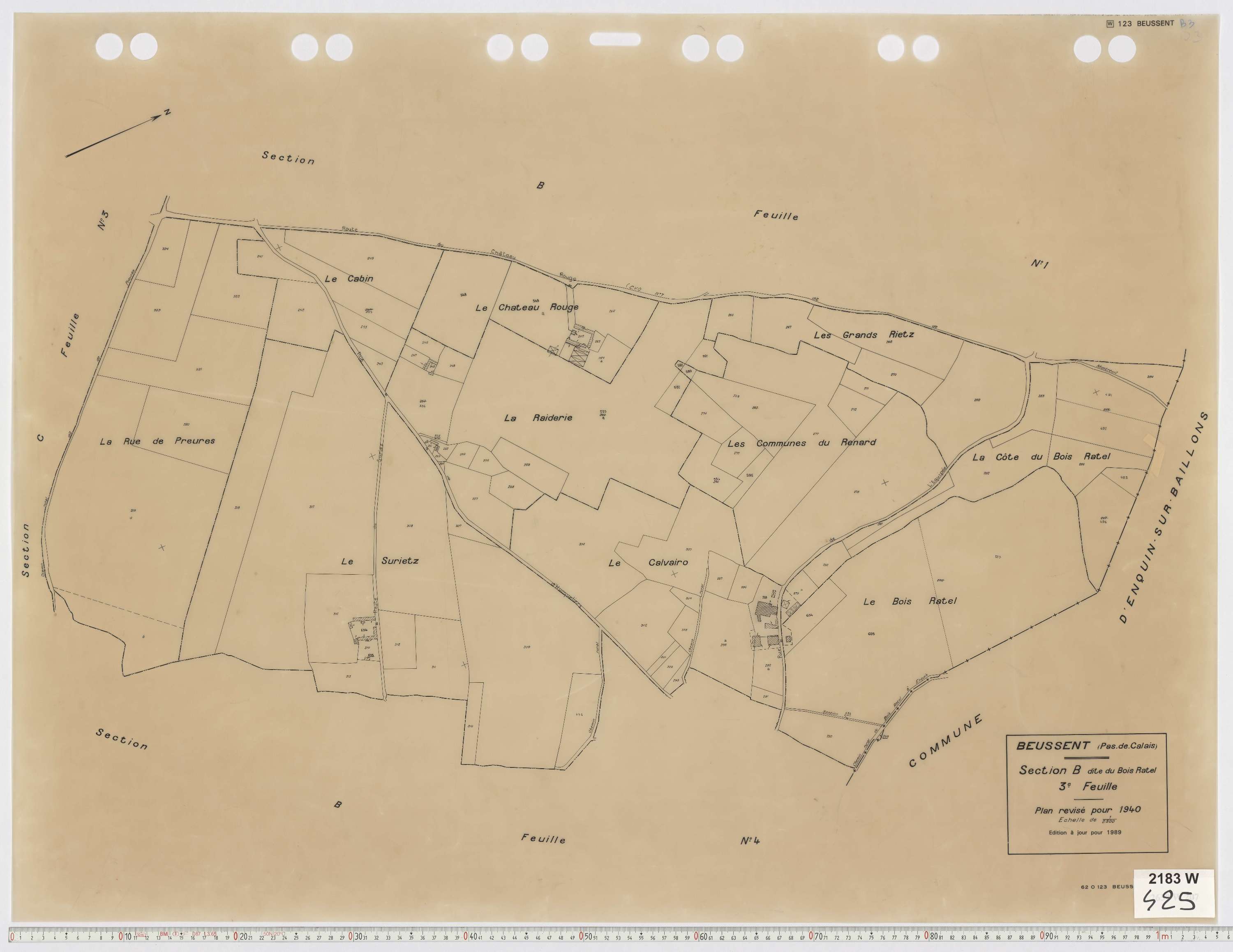 Beussent - Section B, feuille 3.