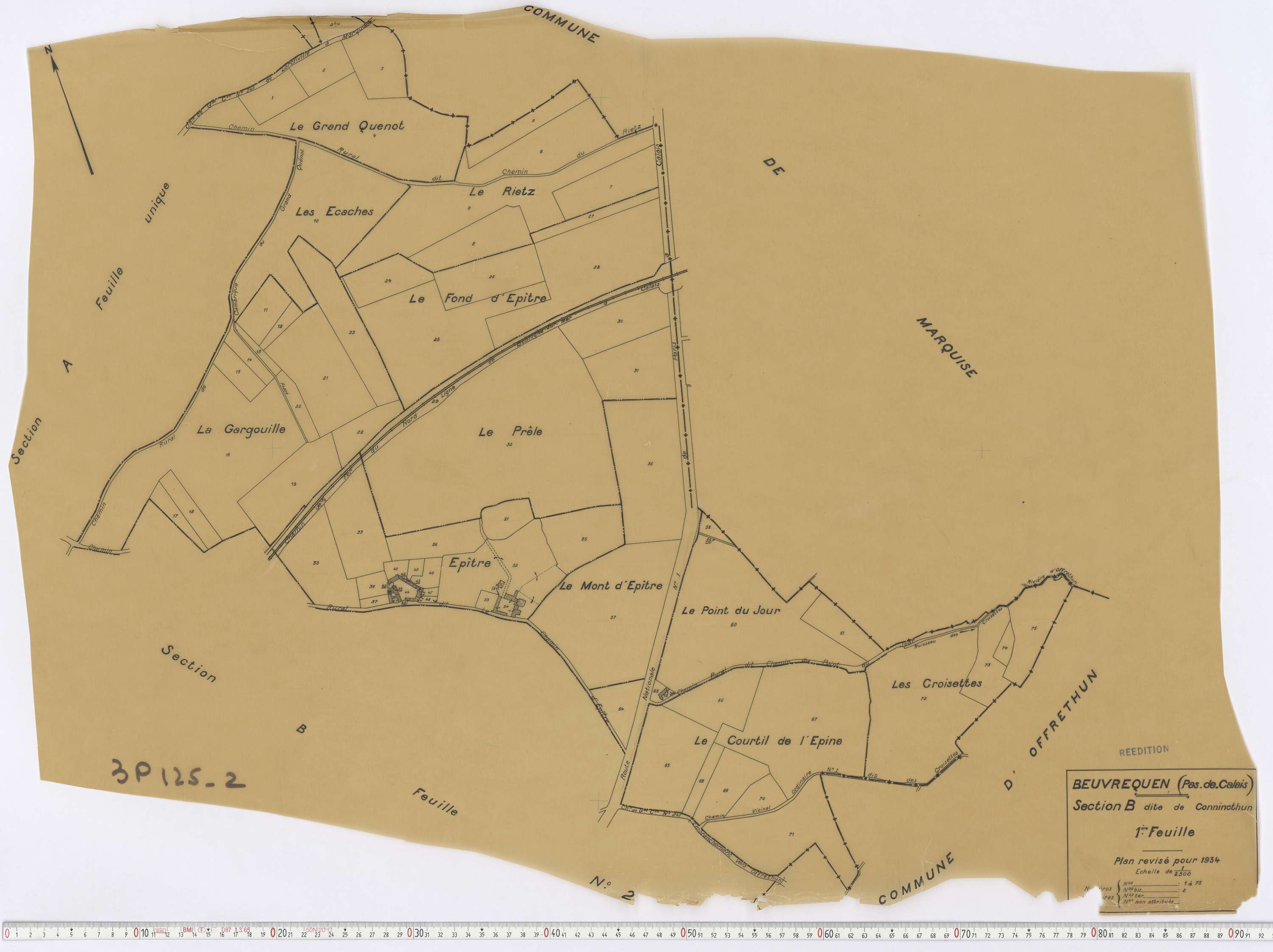 Beuvrequen - Section B, feuille 1.