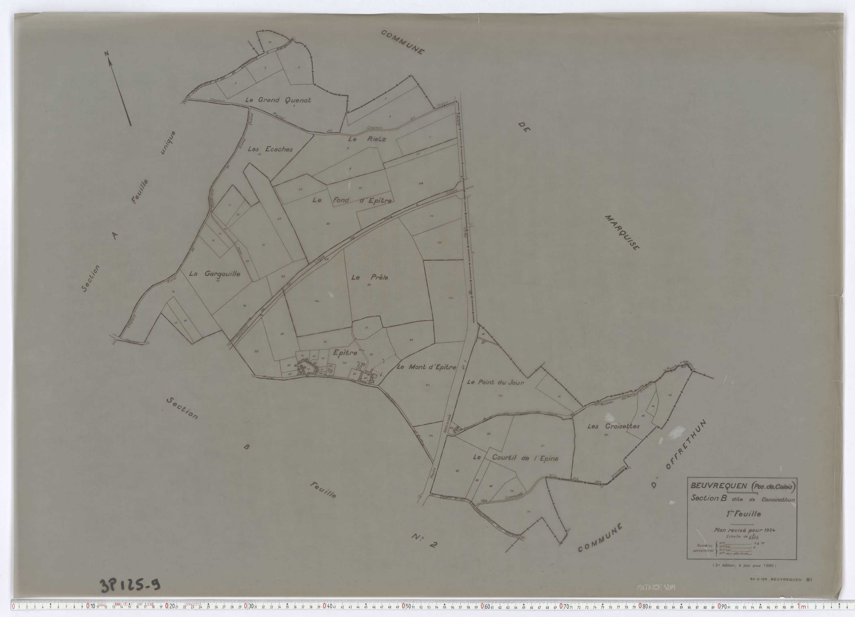 Beuvrequen - Section B, feuille 1.