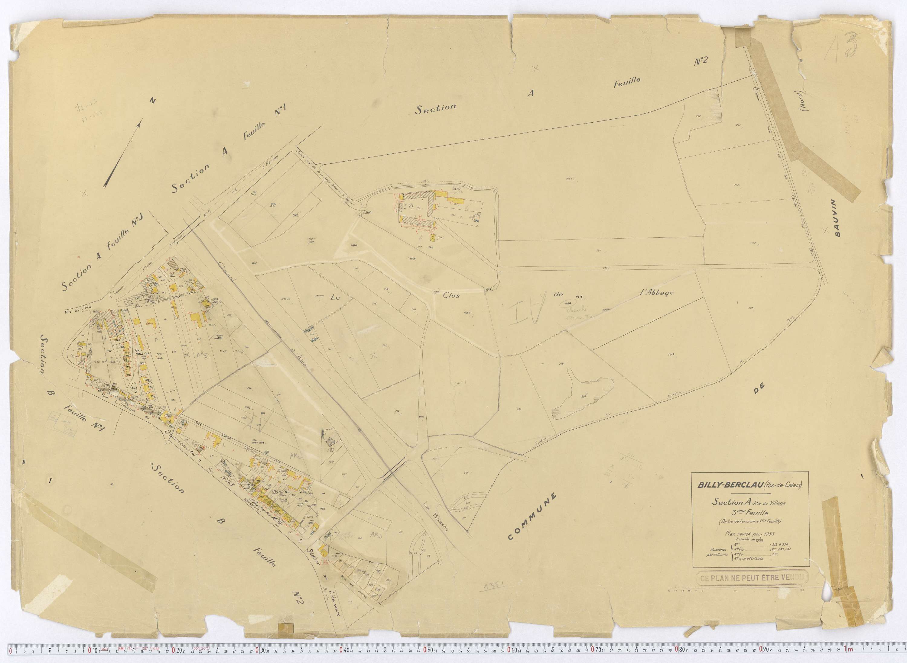 Billy-Berclau - Section A, feuille 3.