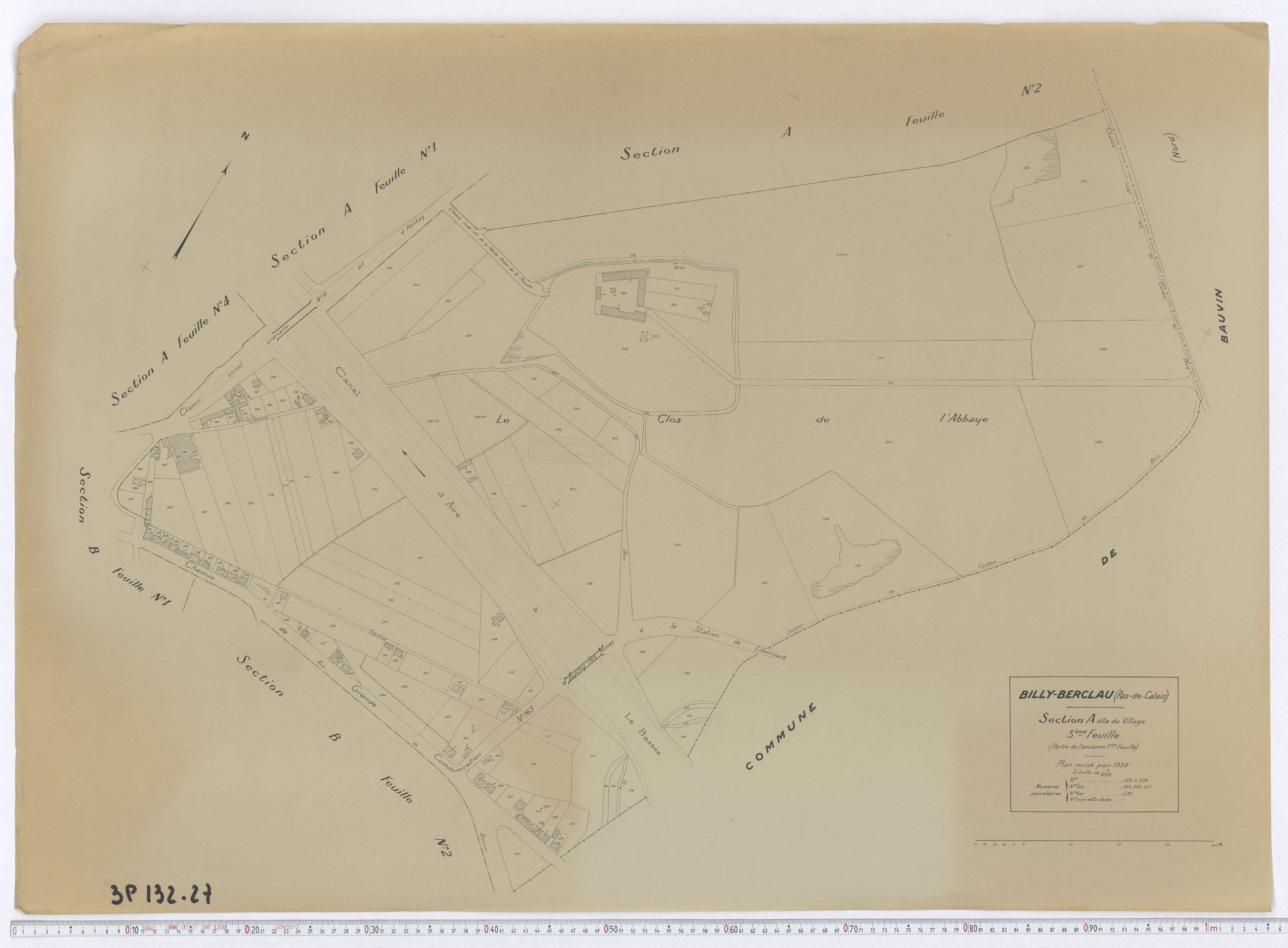 Billy-Berclau - Section A, feuille 3.