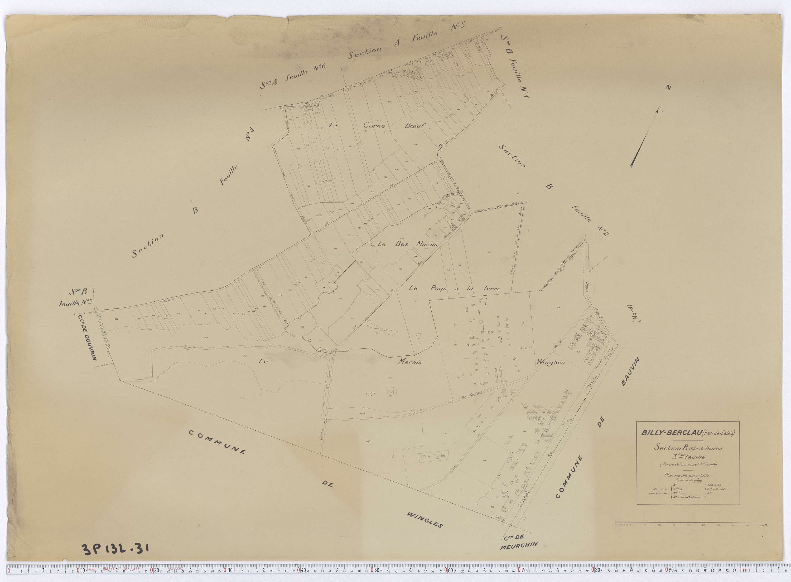 Billy-Berclau - Section B, feuille 3.