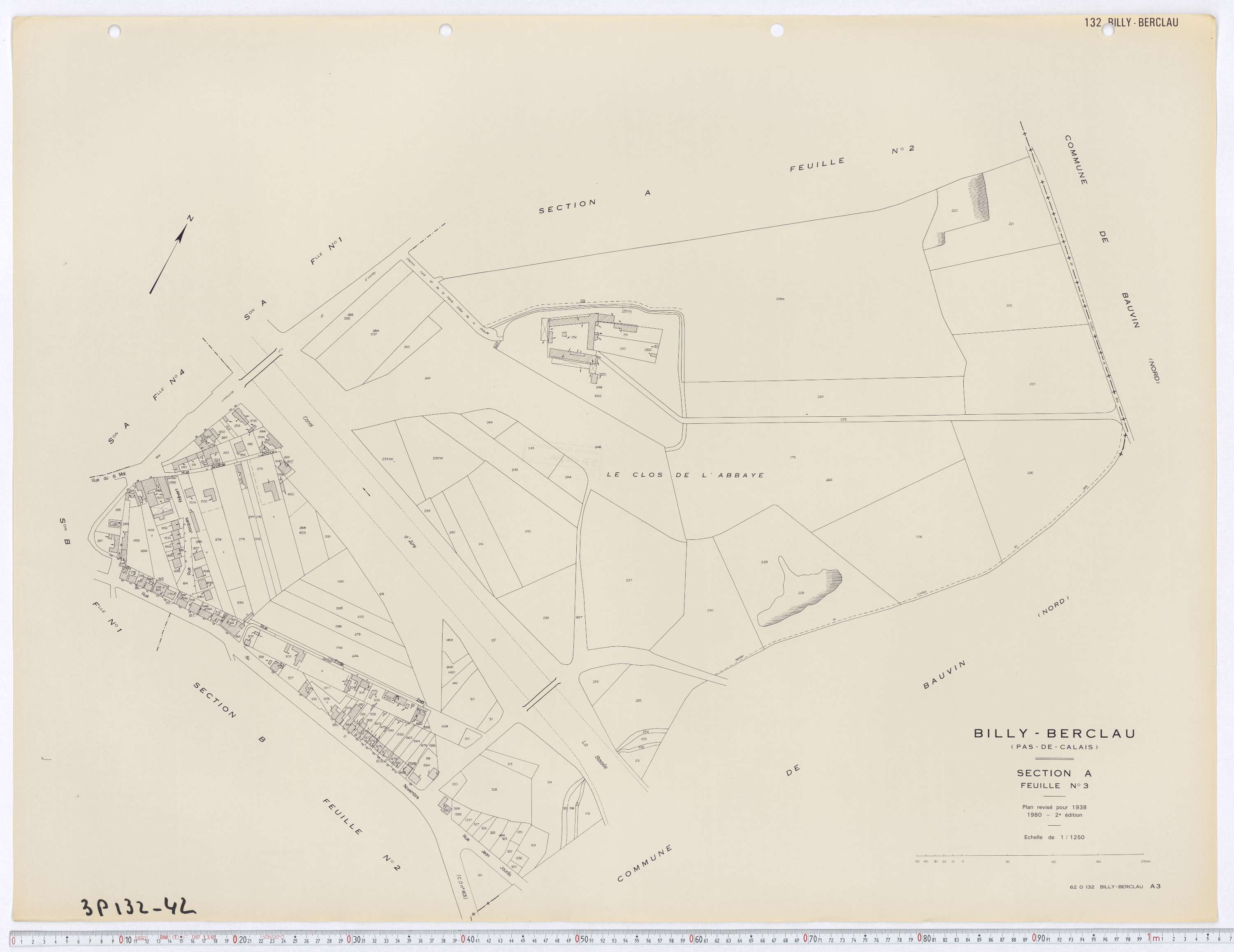 Billy-Berclau - Section A, feuille 3.