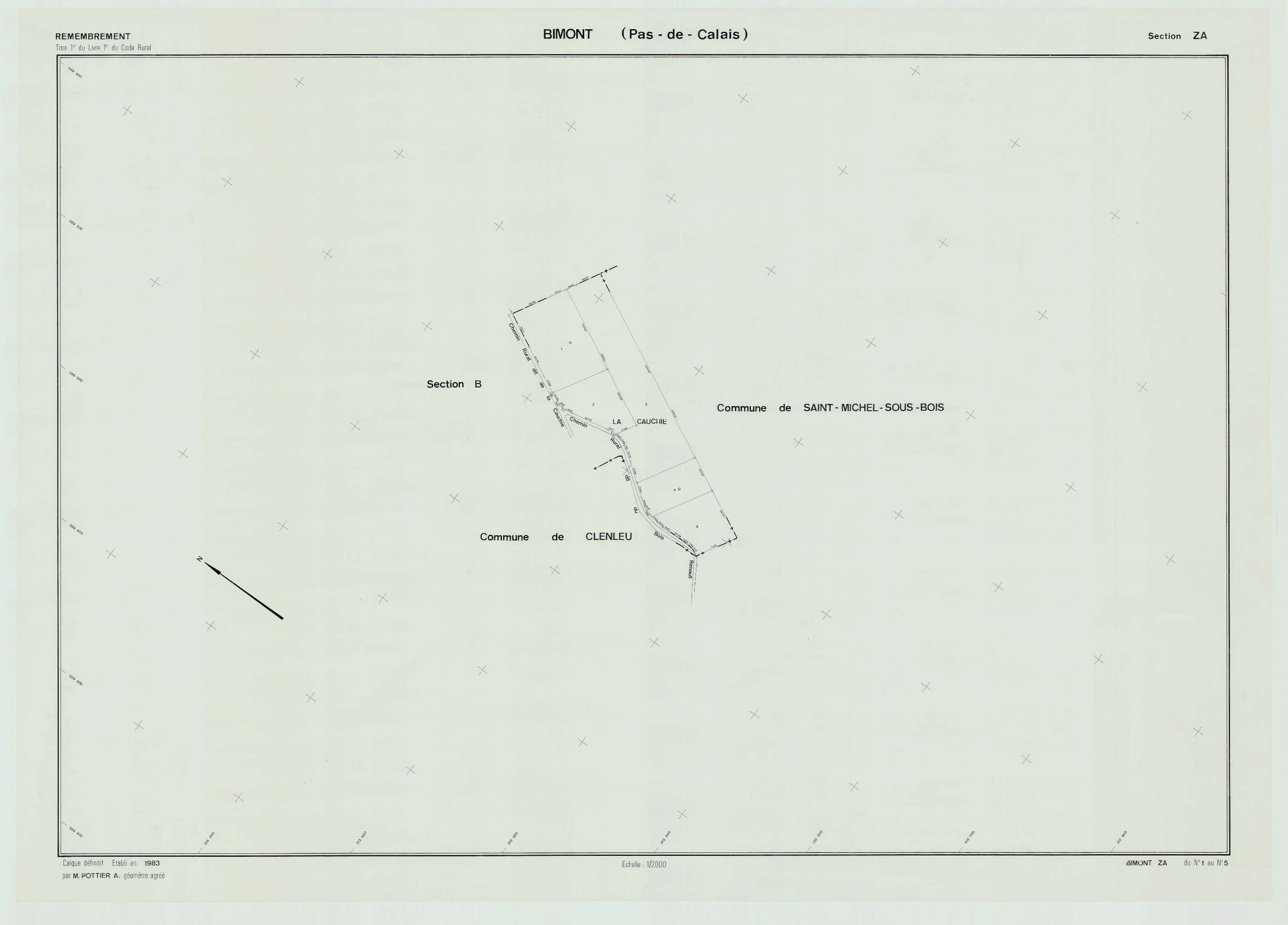 Bimont - Plan de remembrement : section ZA.